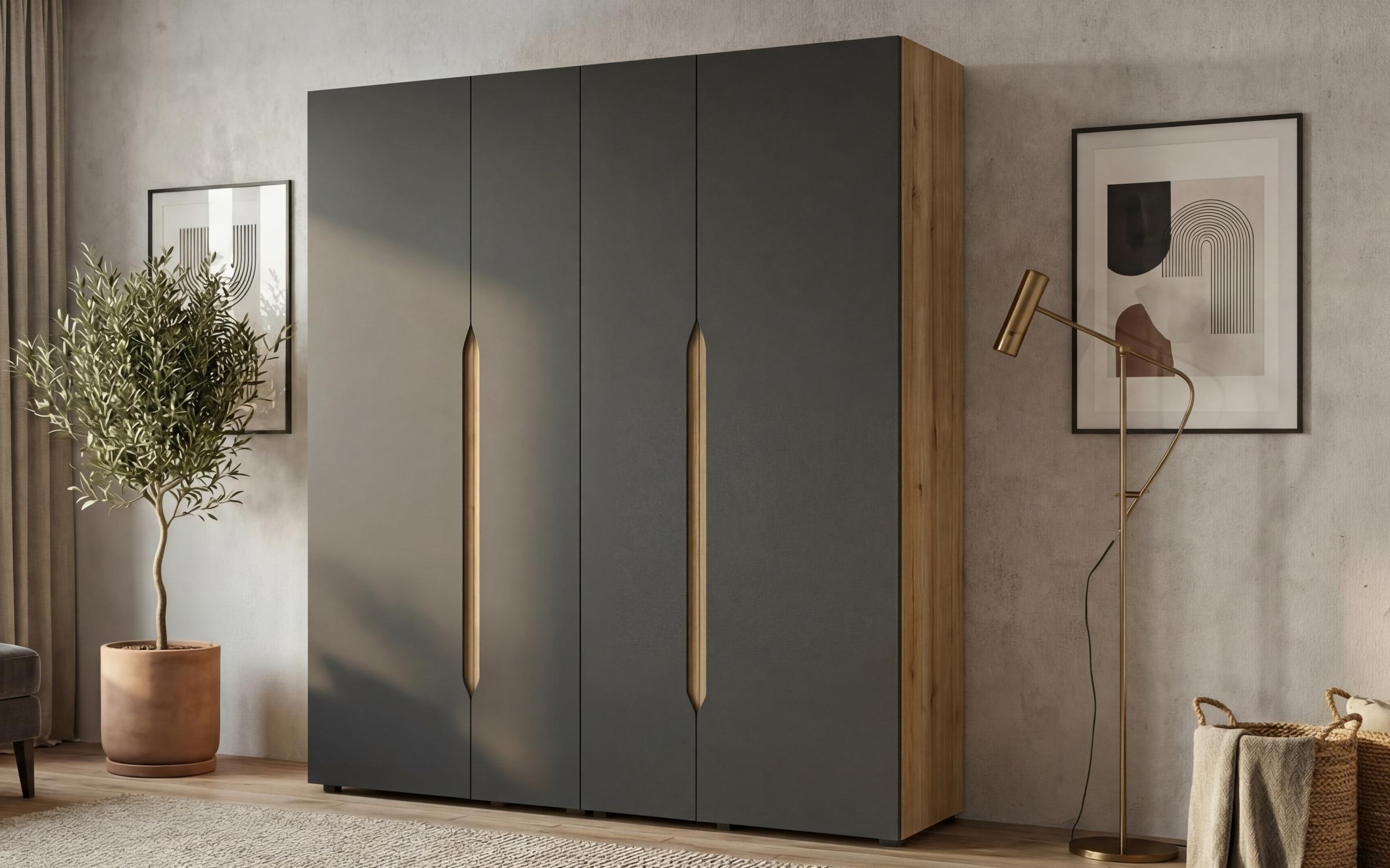 Bedroom furniture set for mattress 160/200 Murphy, anthracite matt + Evoke oak  13