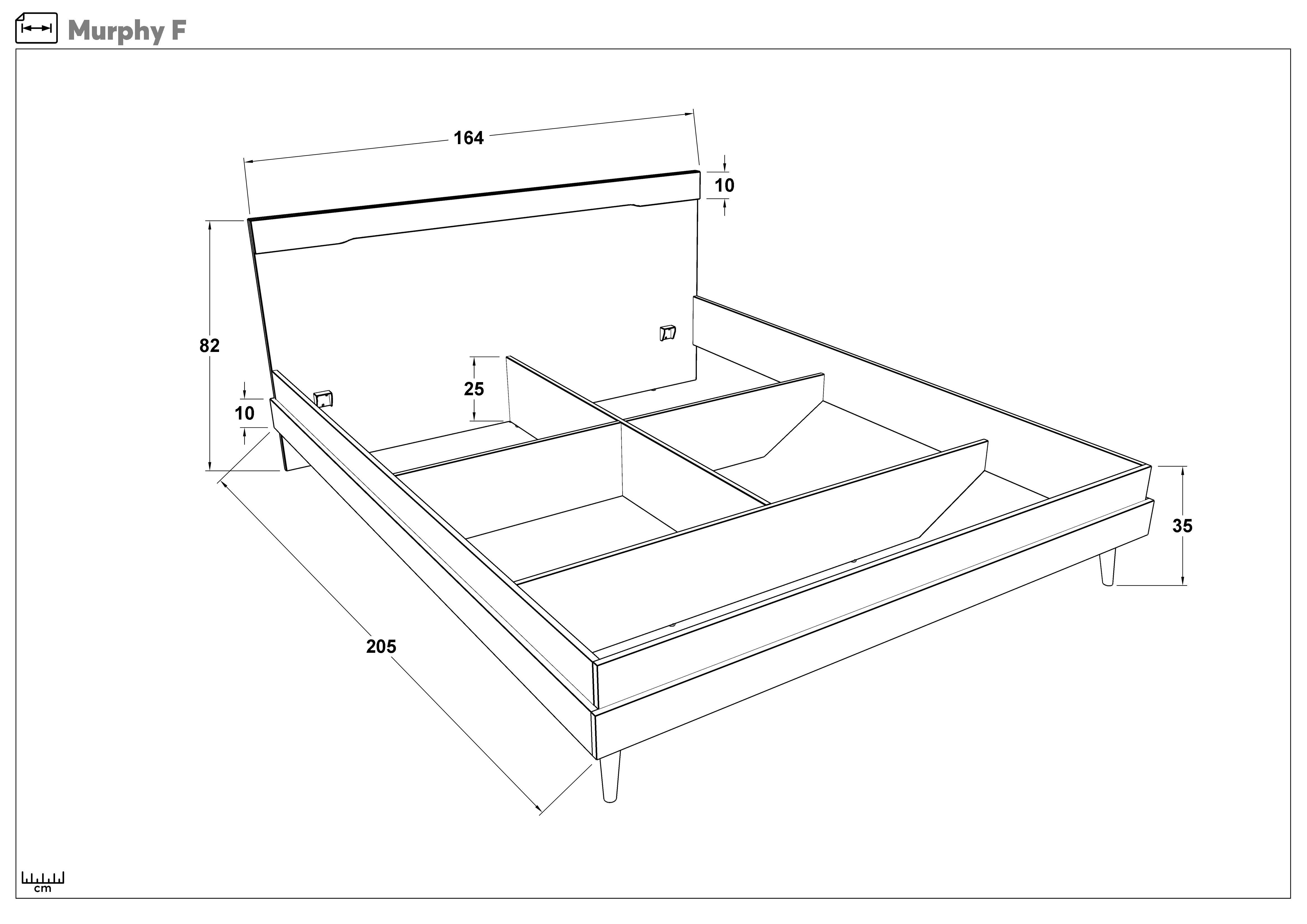 Double bed for mattress 160/200 Murphy, anthracite matt + Evoke oak  2