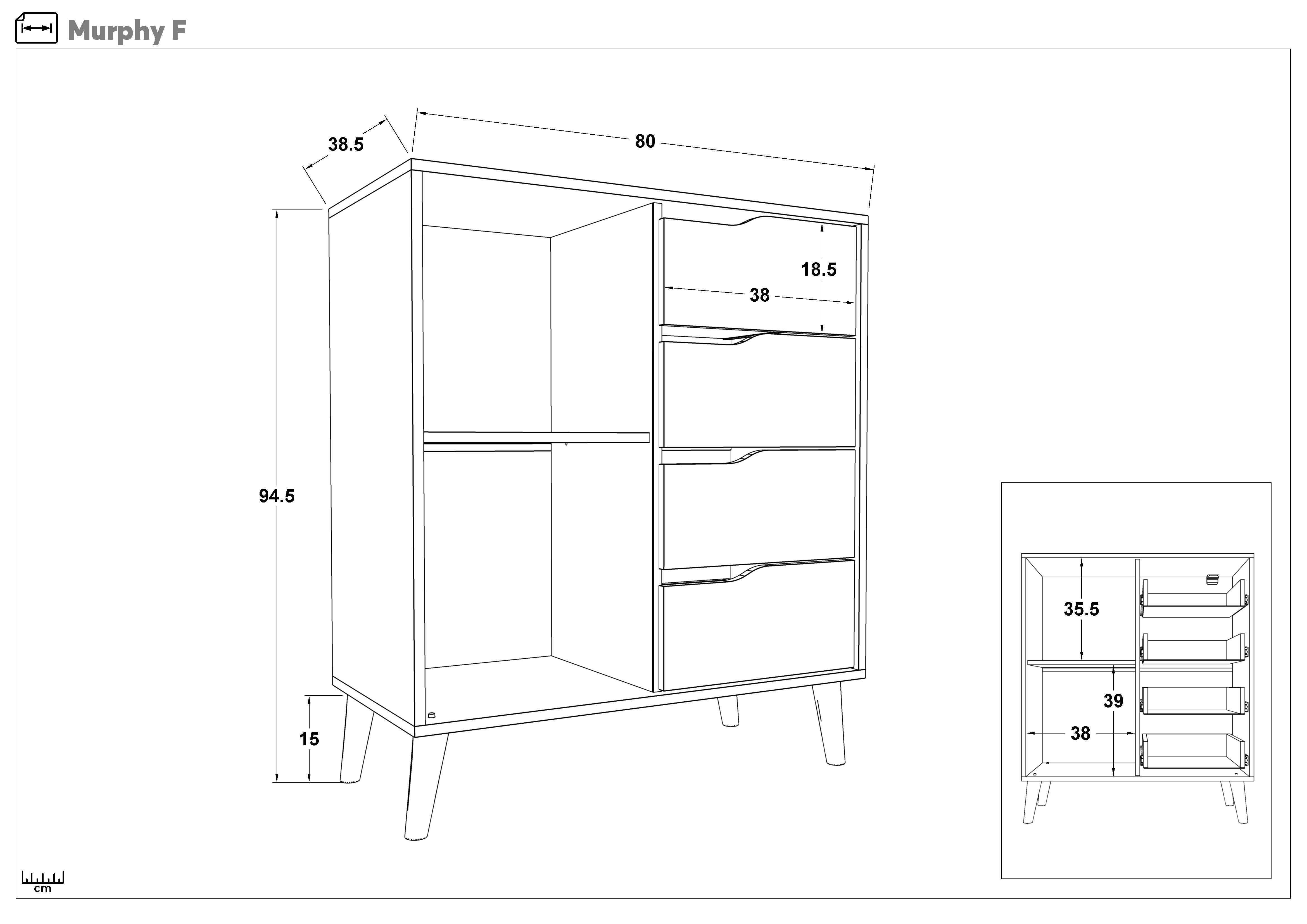 Bedroom furniture set for mattress 160/200 Murphy, anthracite matt + Evoke oak  3