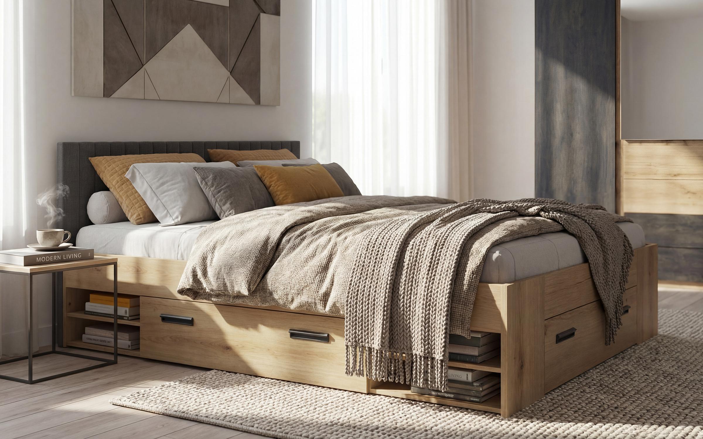 Bedroom furniture set for mattress 160/200 Navara, Evoke oak + Magma  4