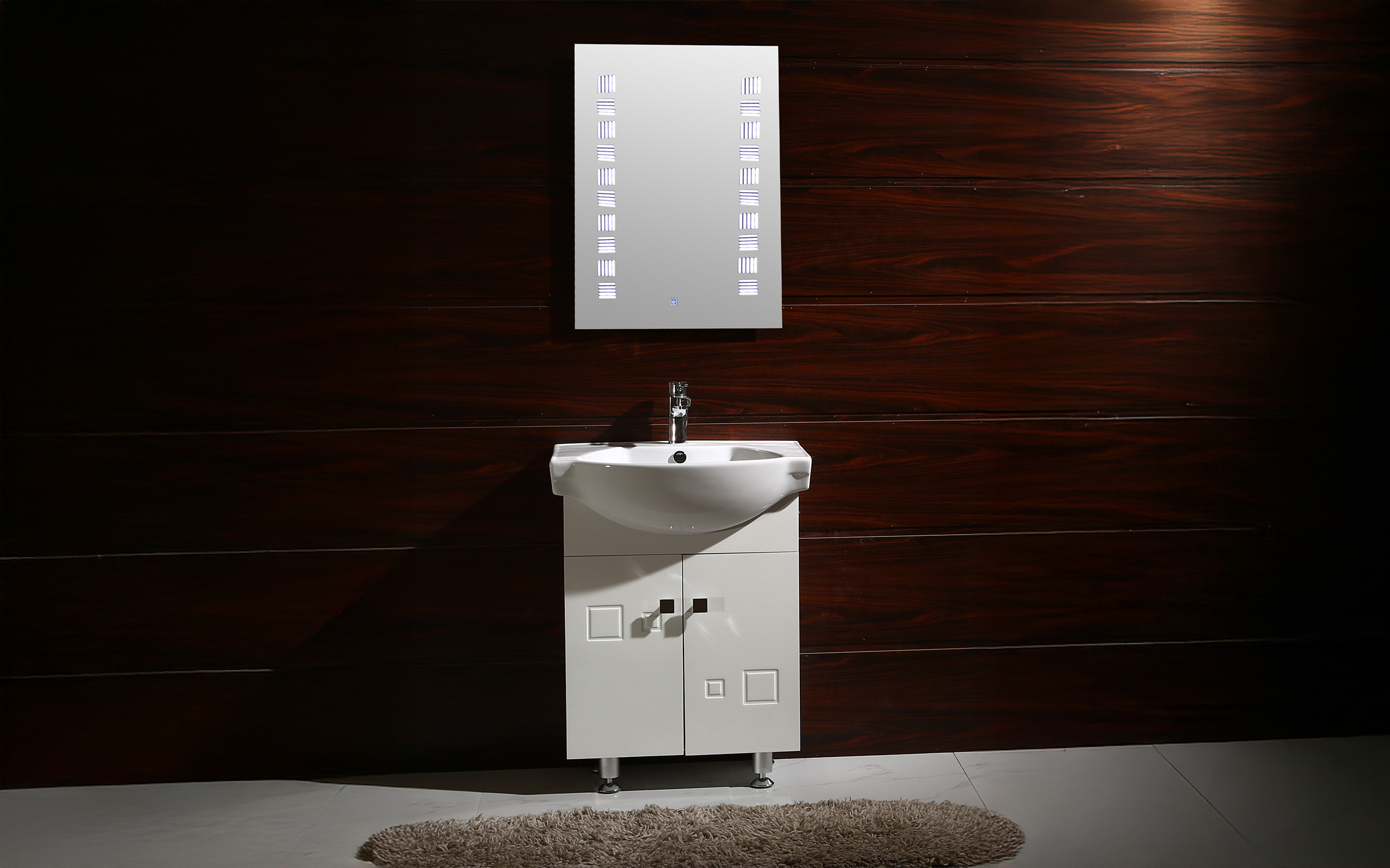PVC bathroom cabinet with sink ICP6080, white  3
