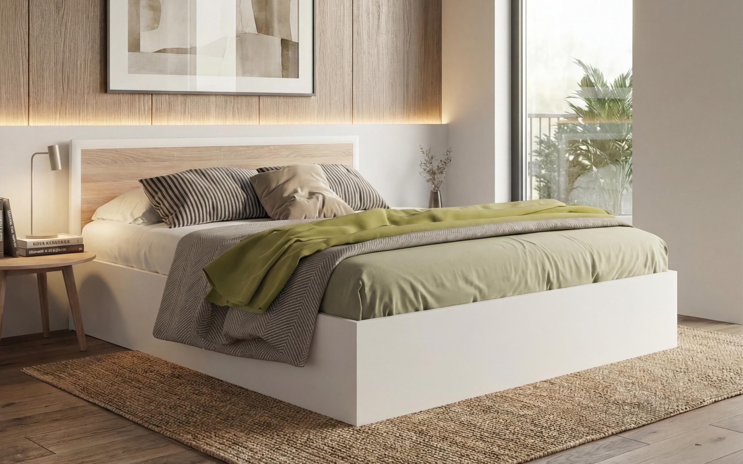 Double bed for mattress 164/190 Nadezhda, white + Sonoma oak  1