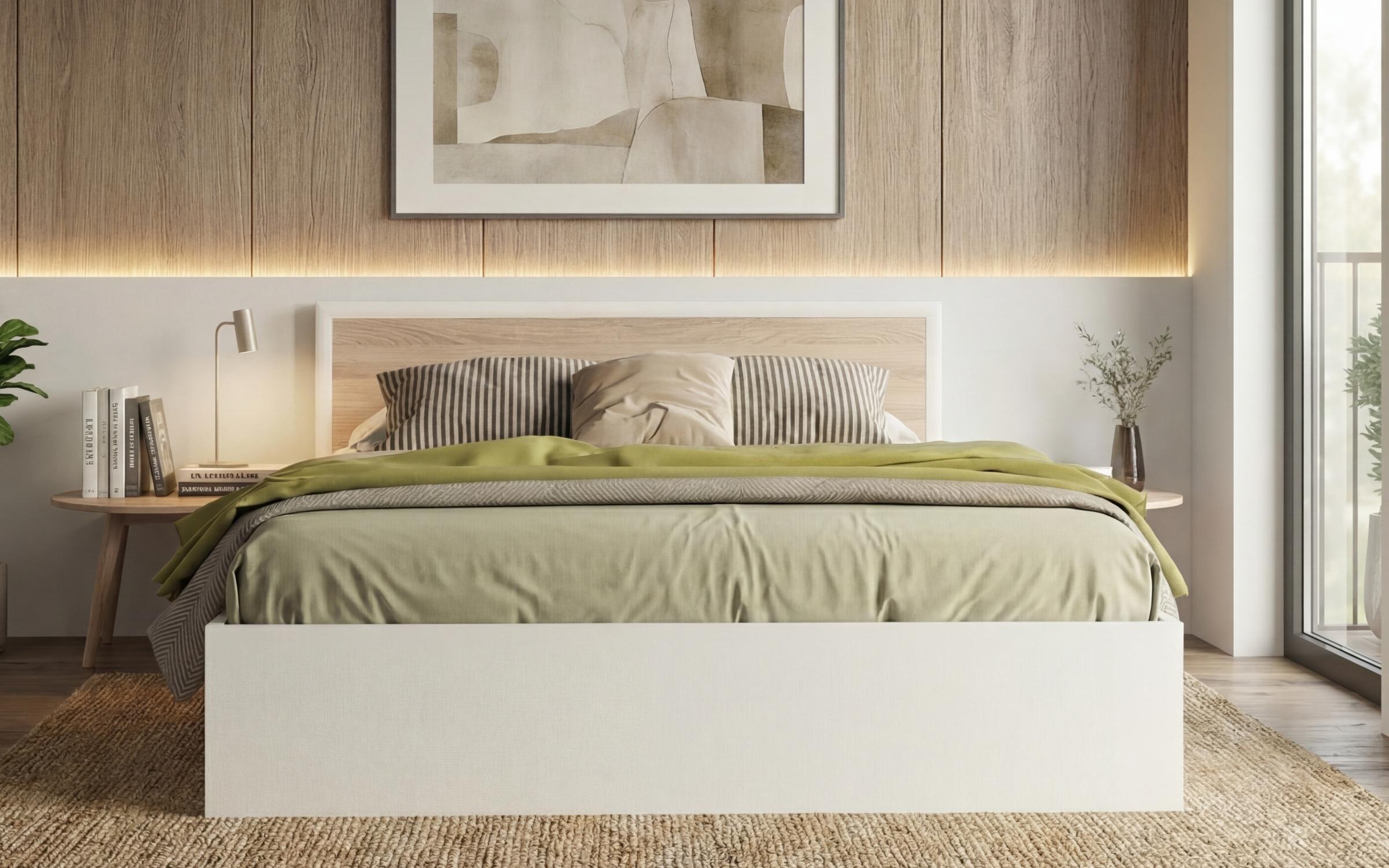 Double bed for mattress 164/190 Nadezhda, white + Sonoma oak  3