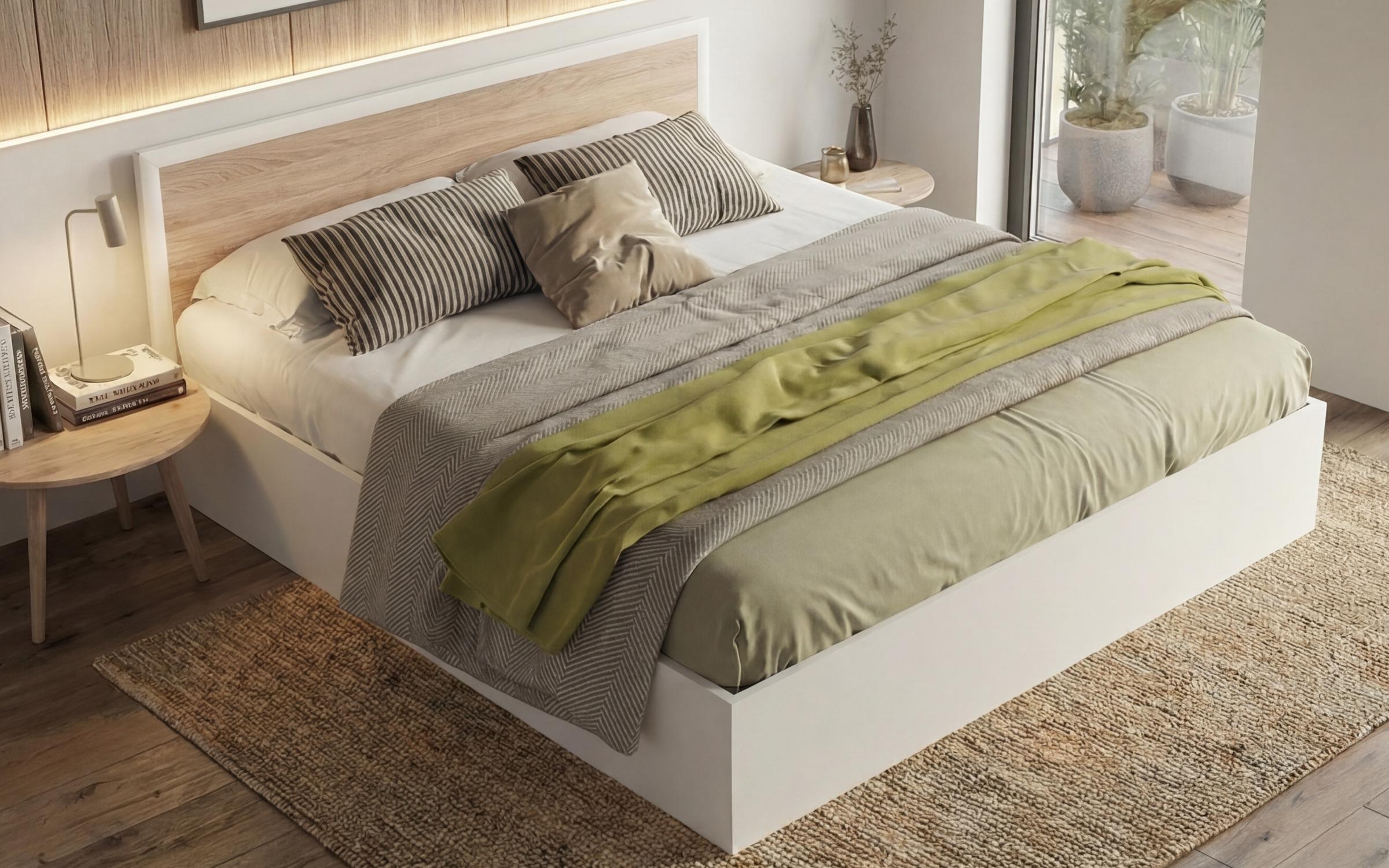 Double bed for mattress 164/190 Nadezhda, white + Sonoma oak  5