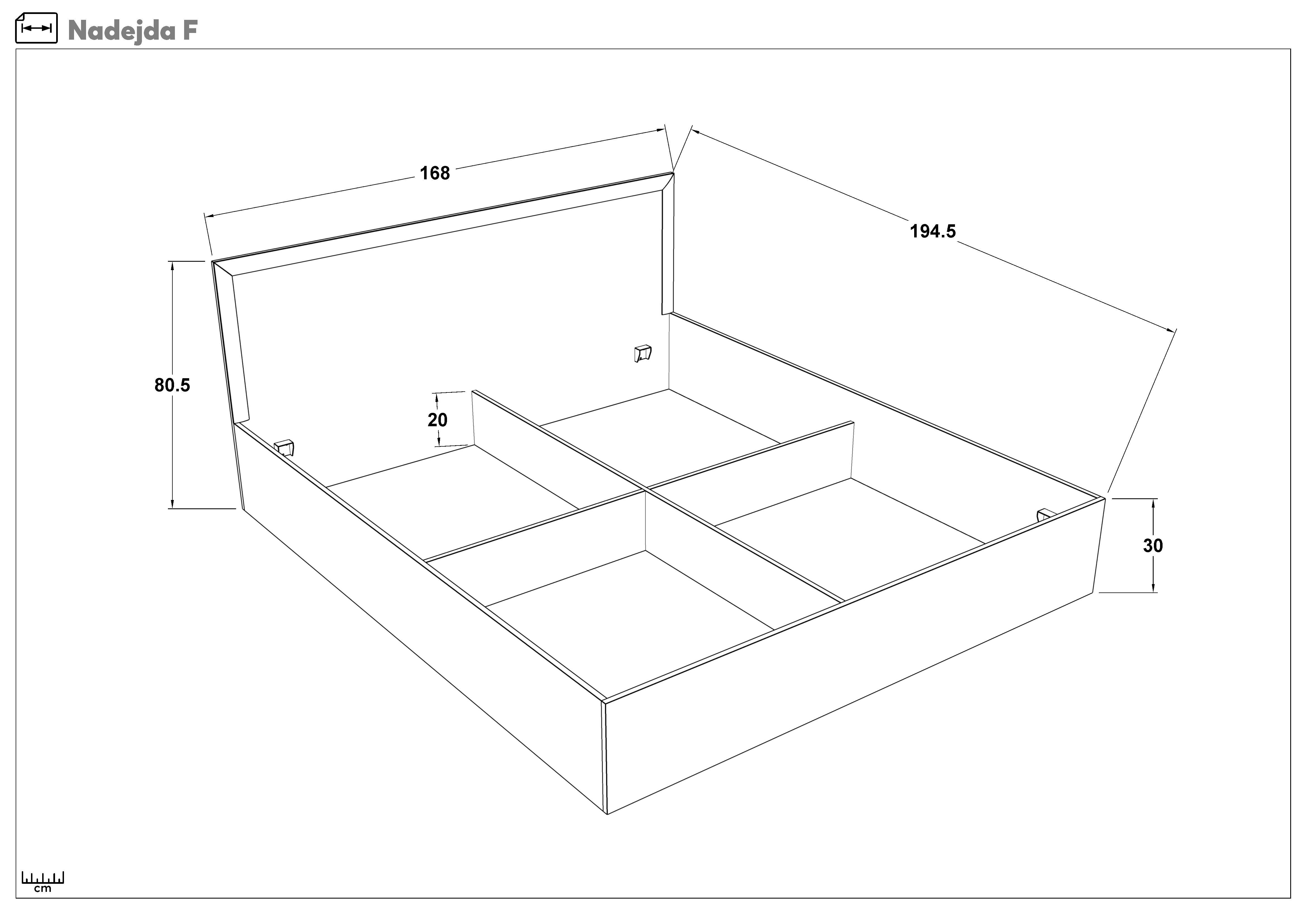 Double bed for mattress 164/190 Nadezhda, white + Sonoma oak  2