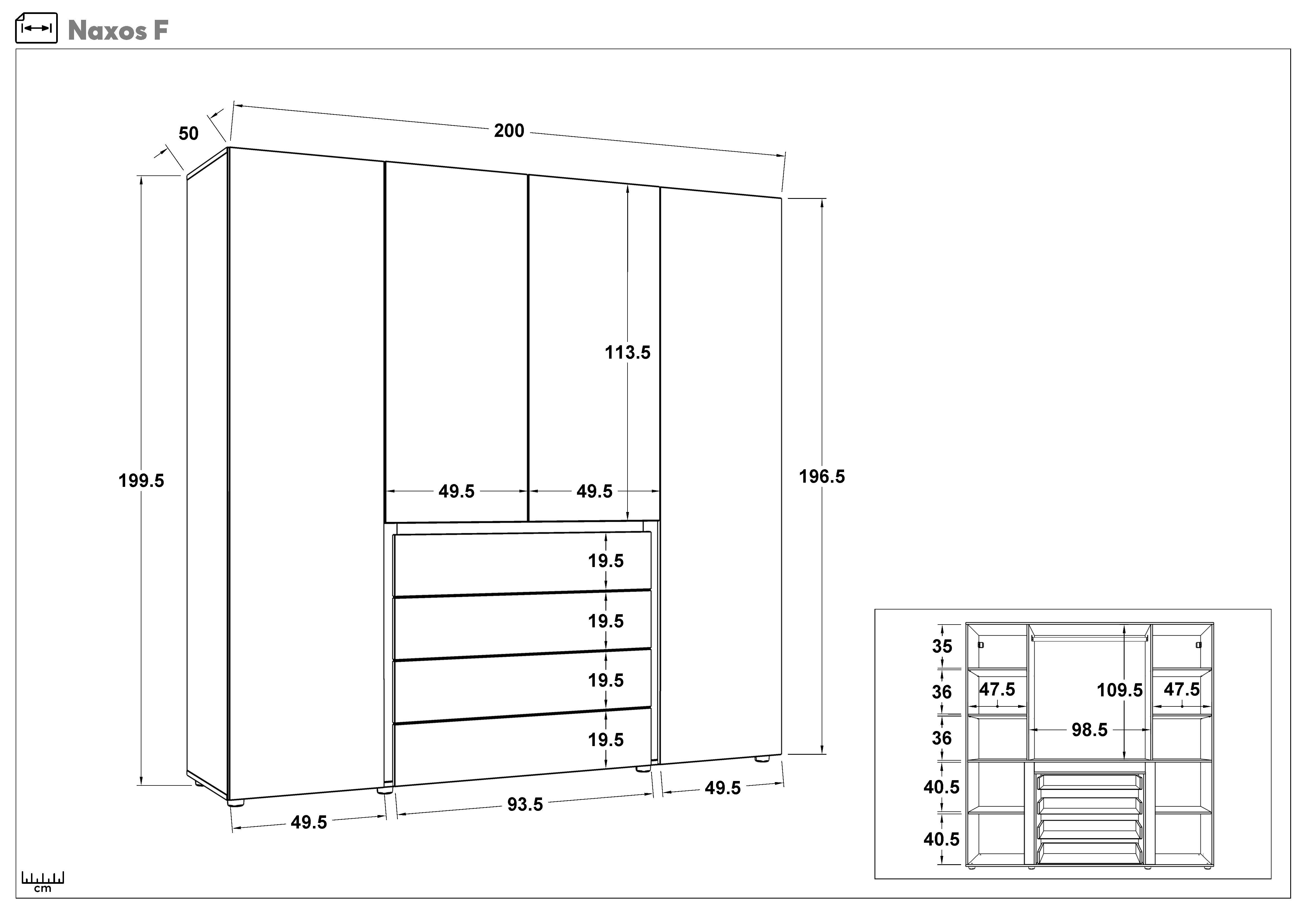 Bedroom furniture set for mattress 160/200 Navara, Evoke oak + Magma  3