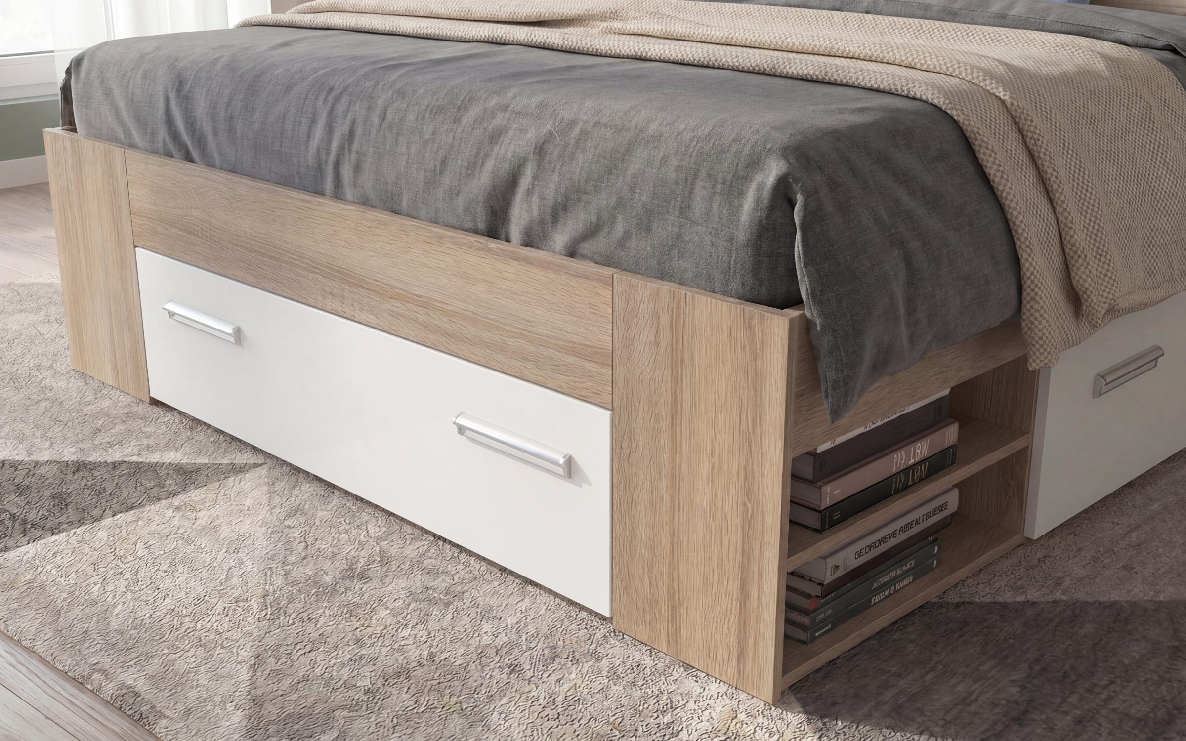 Double bed 140/200 Nemo + mattress, Sonoma oak + white  3