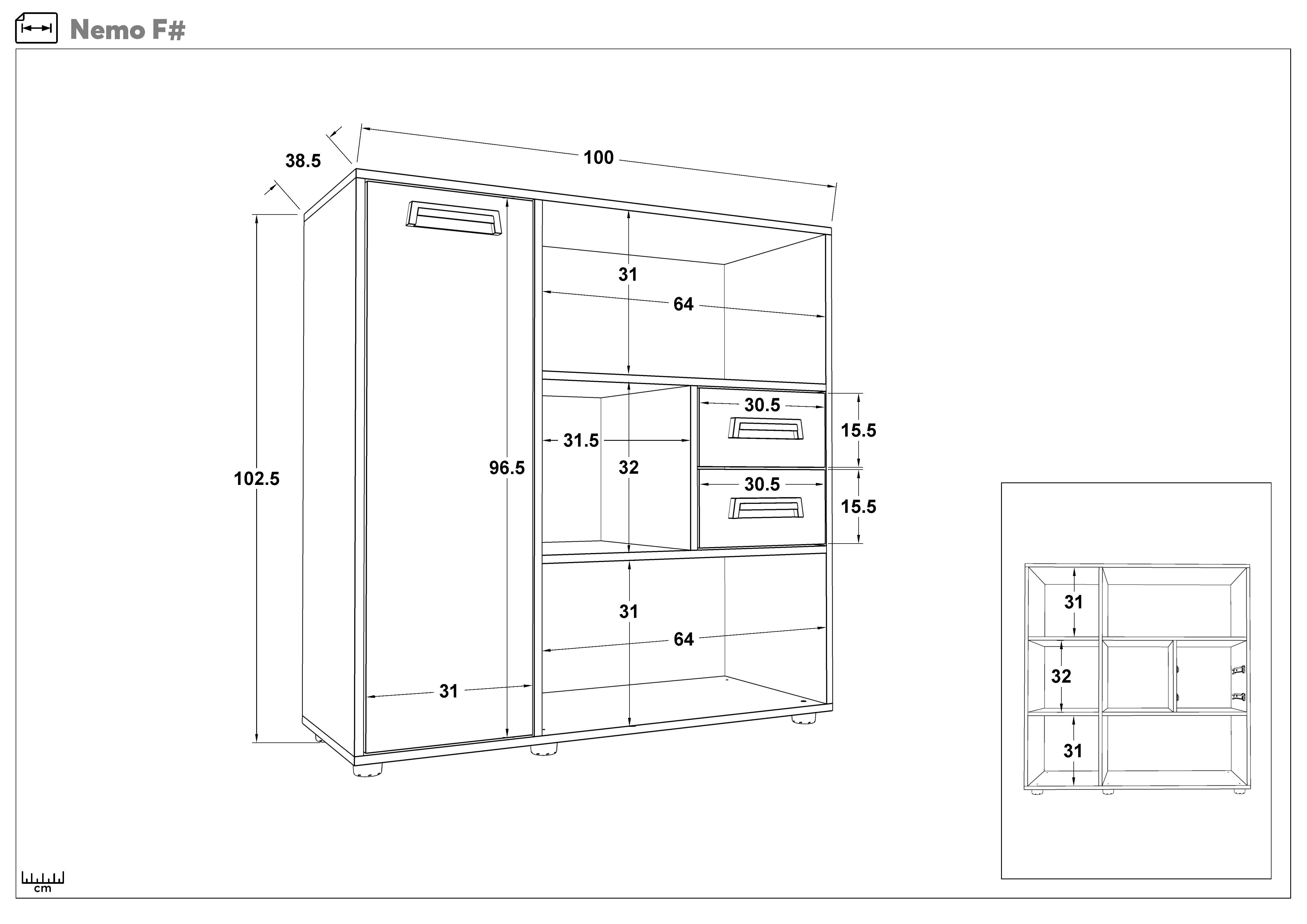Dresser Nemo, white gloss + Sonoma oak  2