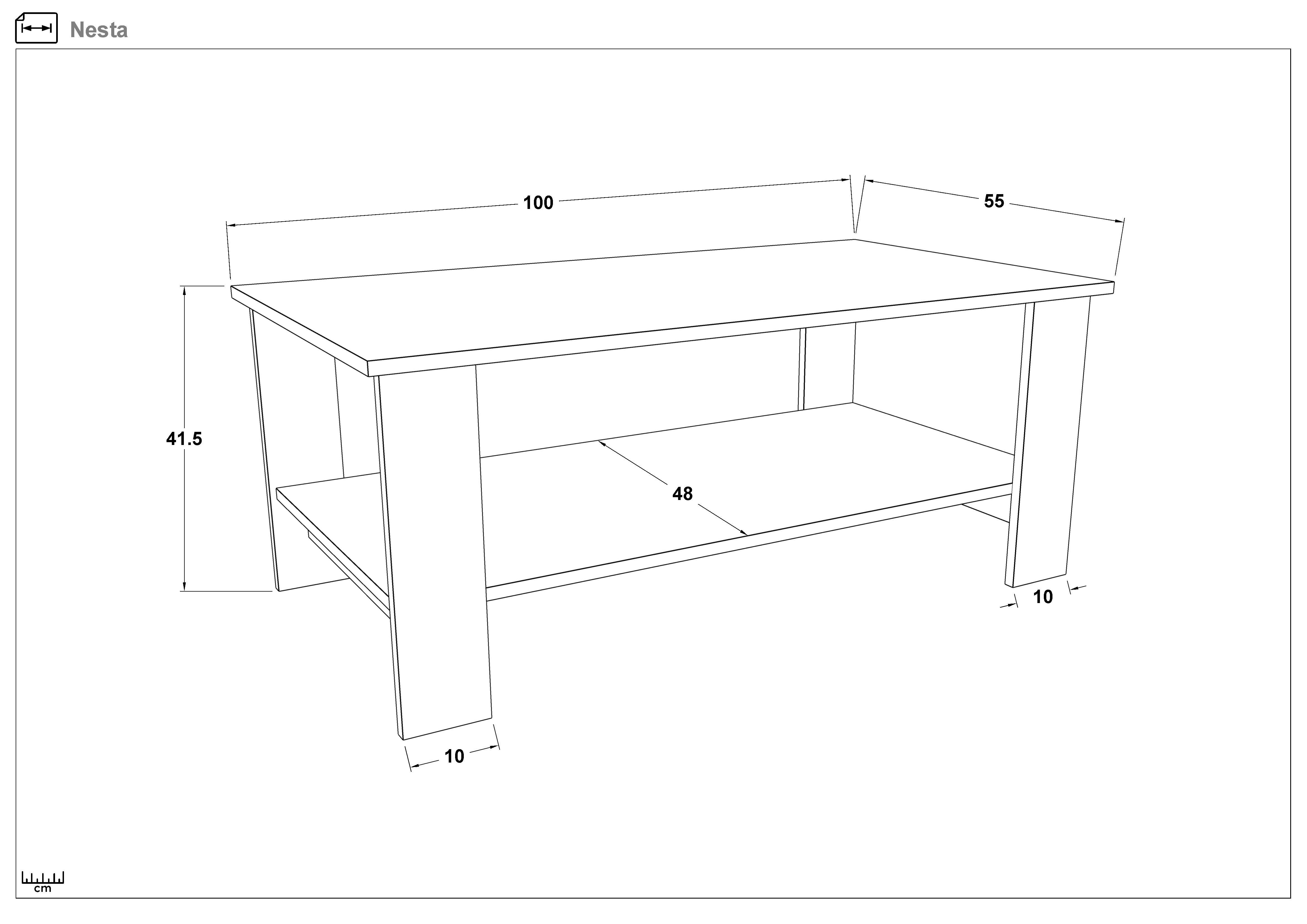 Coffee table Nesta, Wotan oak + white  2