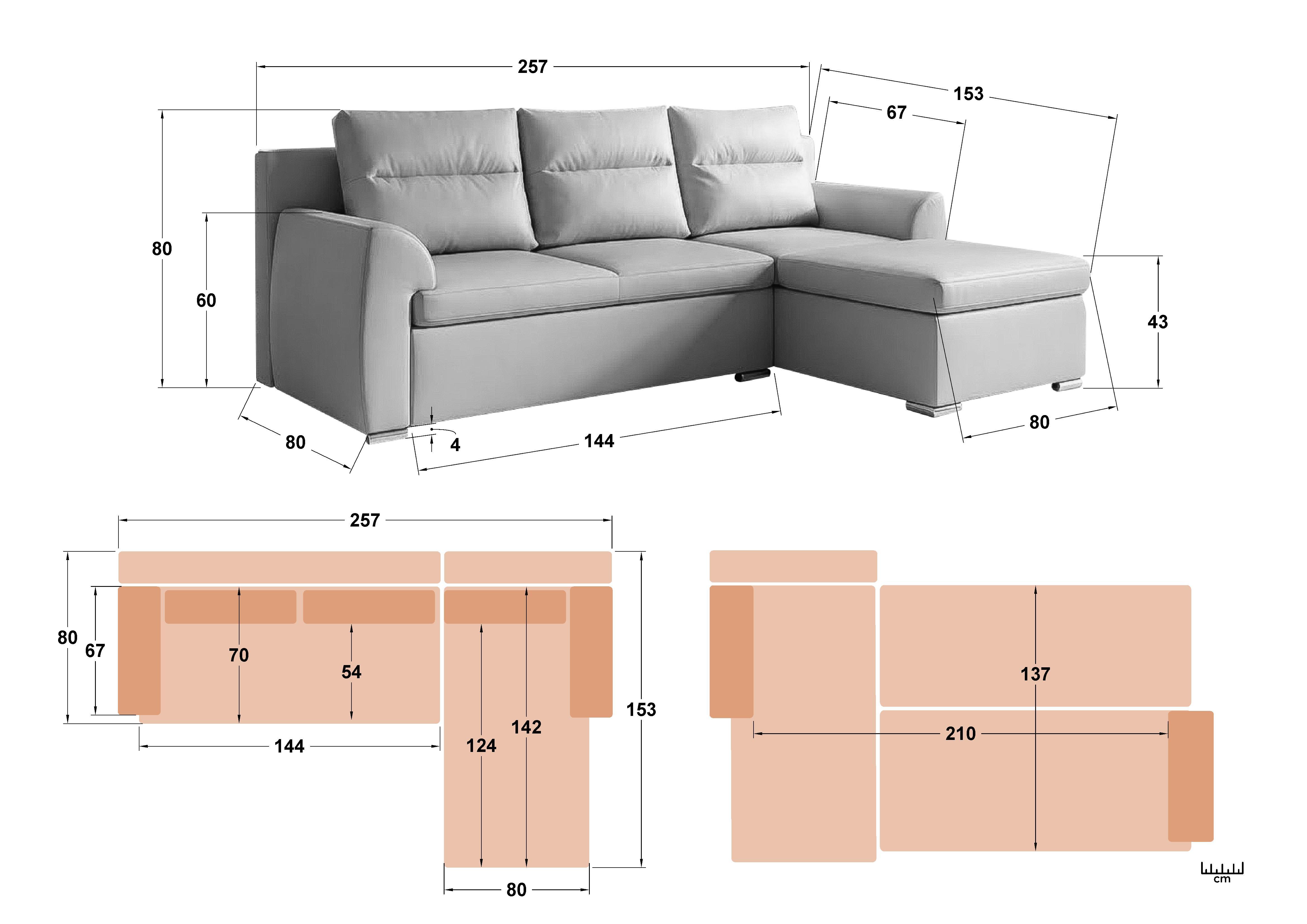Extendable corner sofa Nolan, grey brown  2