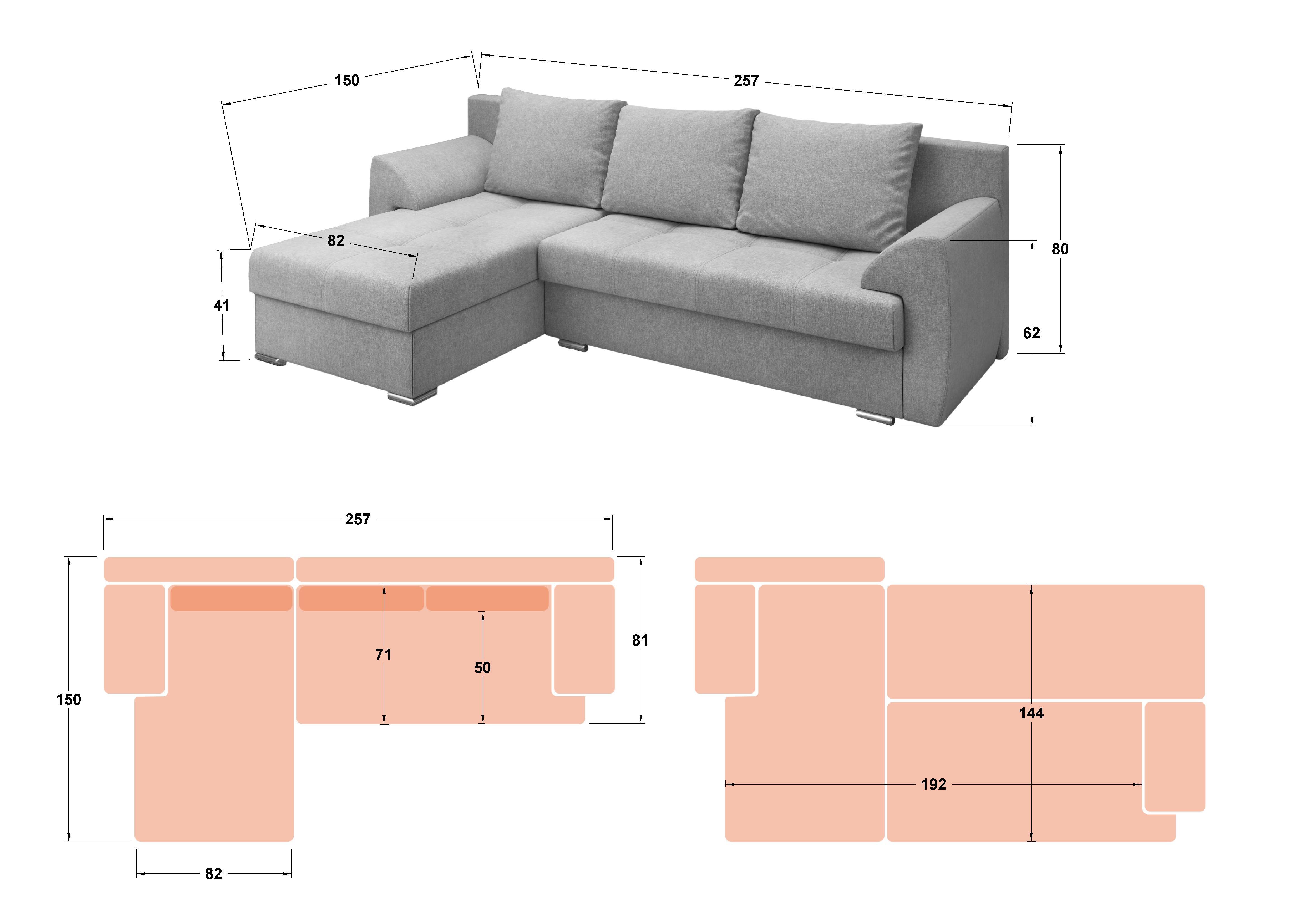 Extendable corner sofa Nord, dark beige  2