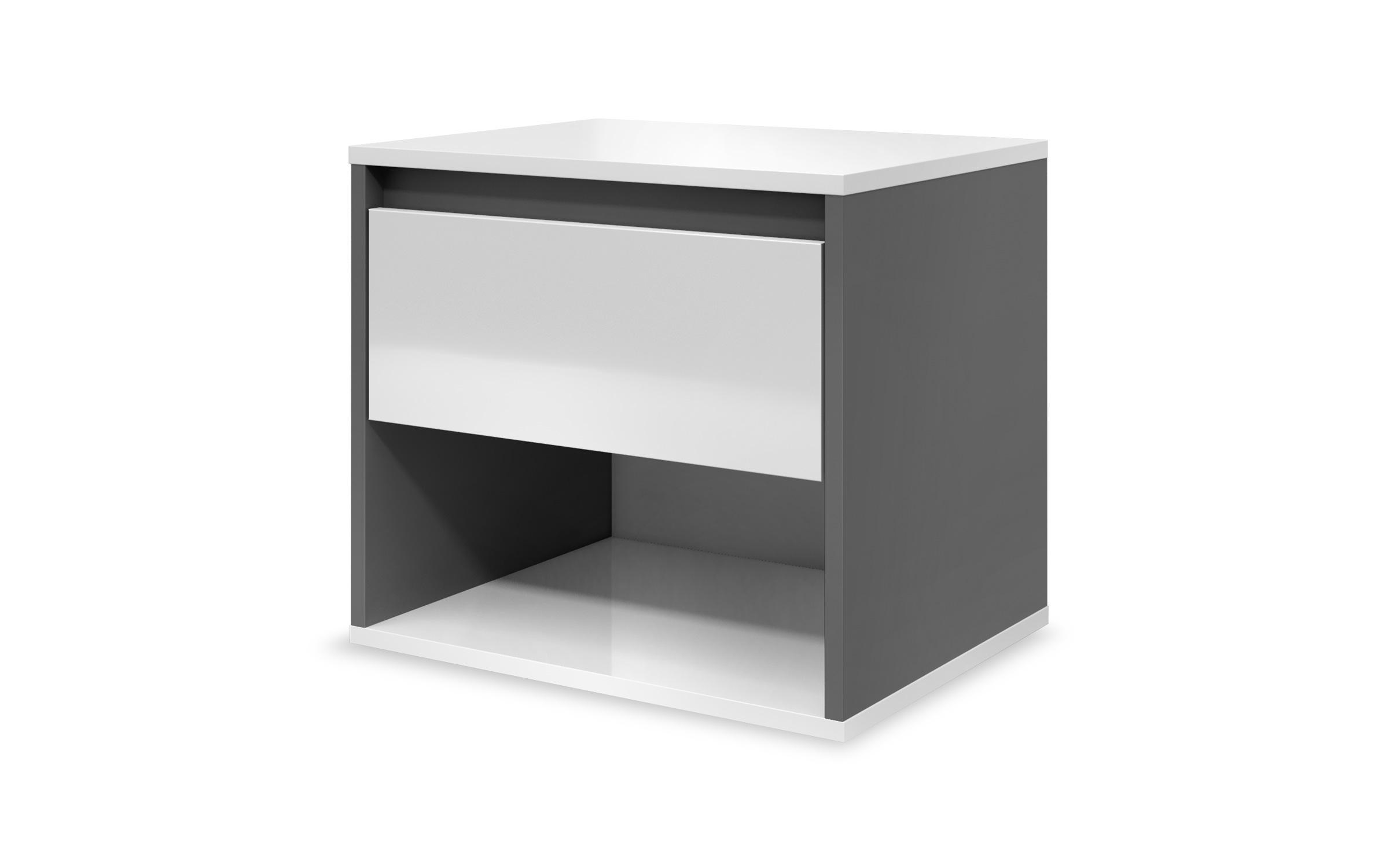 Nightstand Louis, white gloss + anthracite matt  5