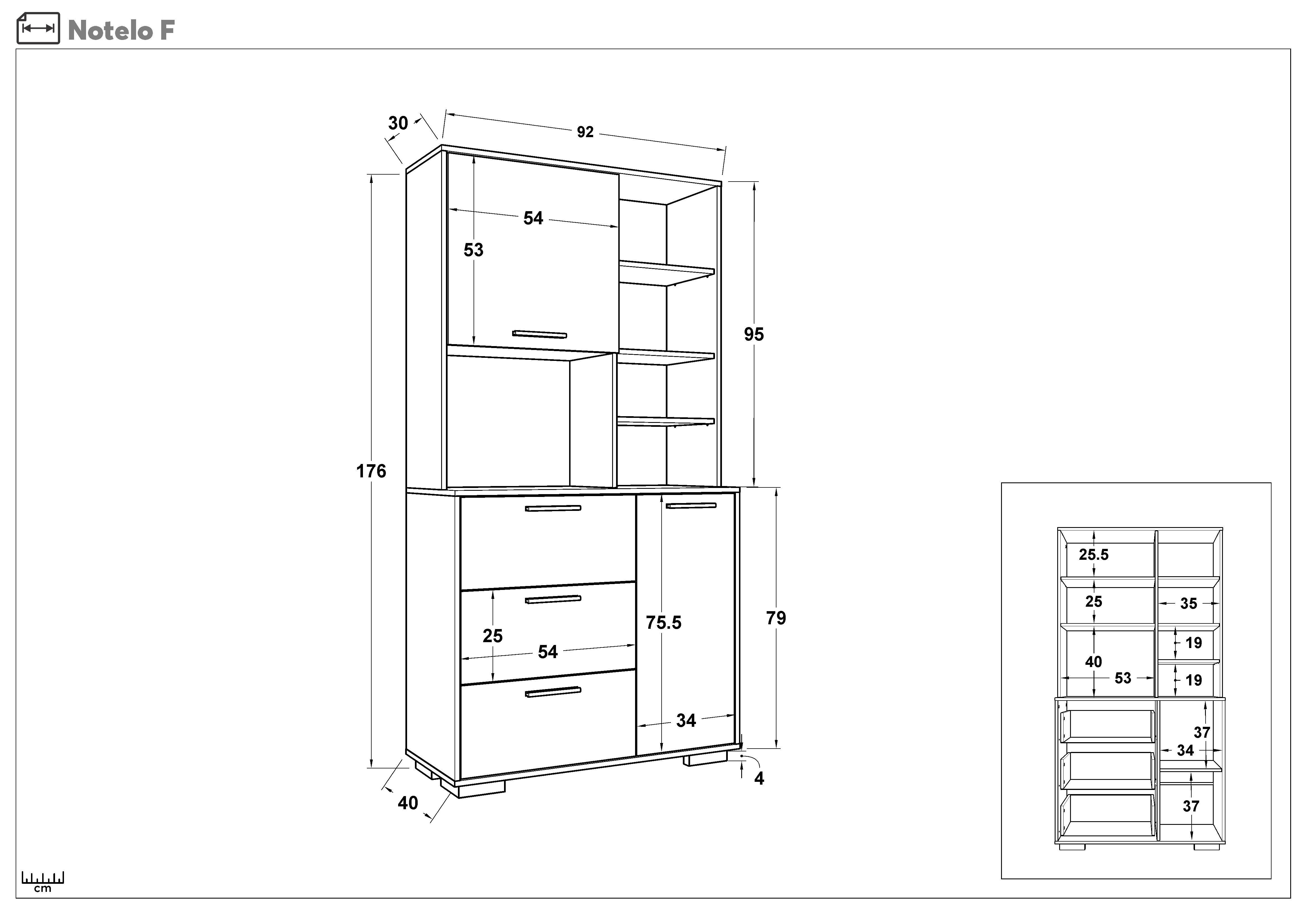 Cabinet Notello, Sonoma oak + black gloss  2