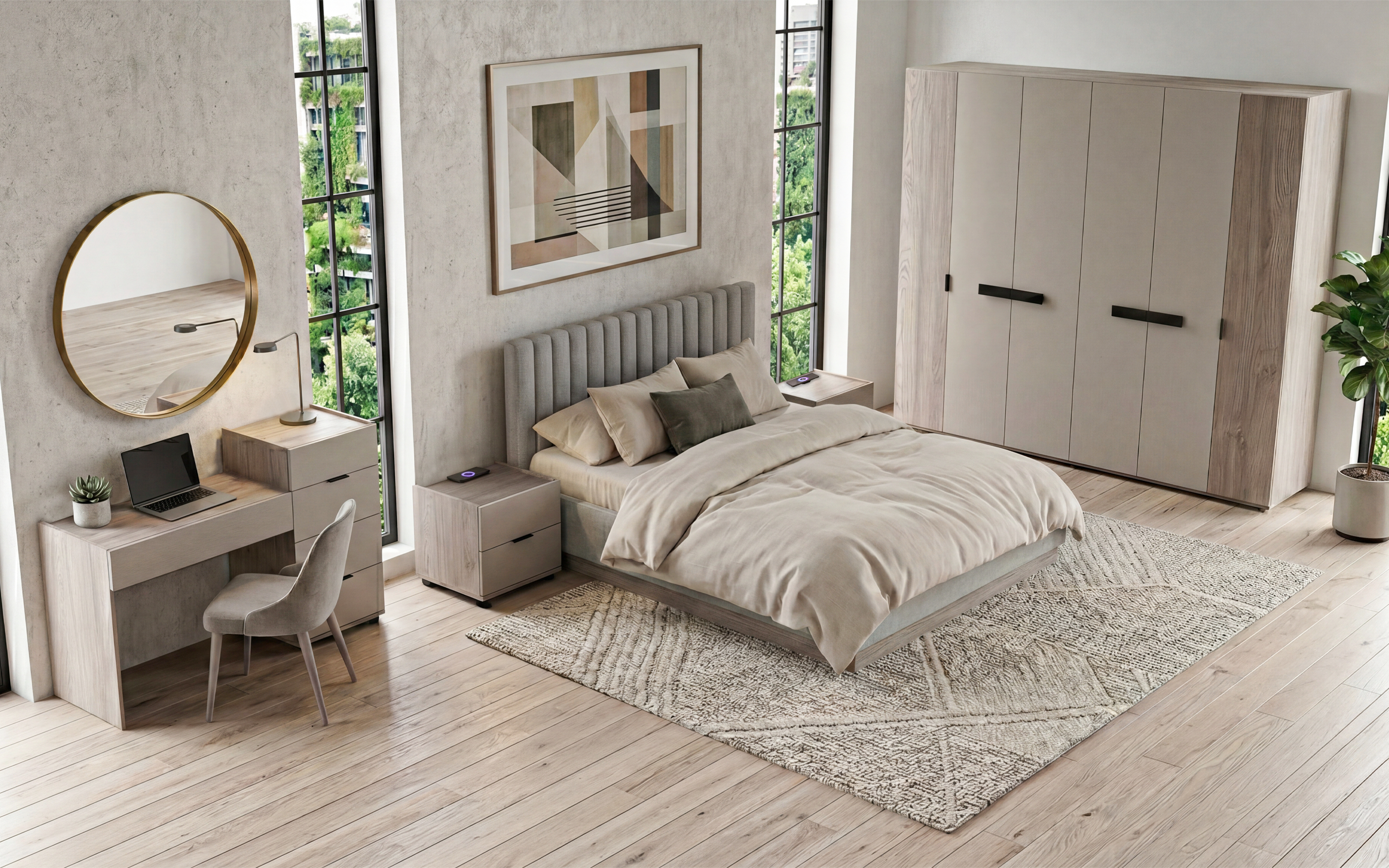 Dressing table Novela, cashmere + Cremona oak  3