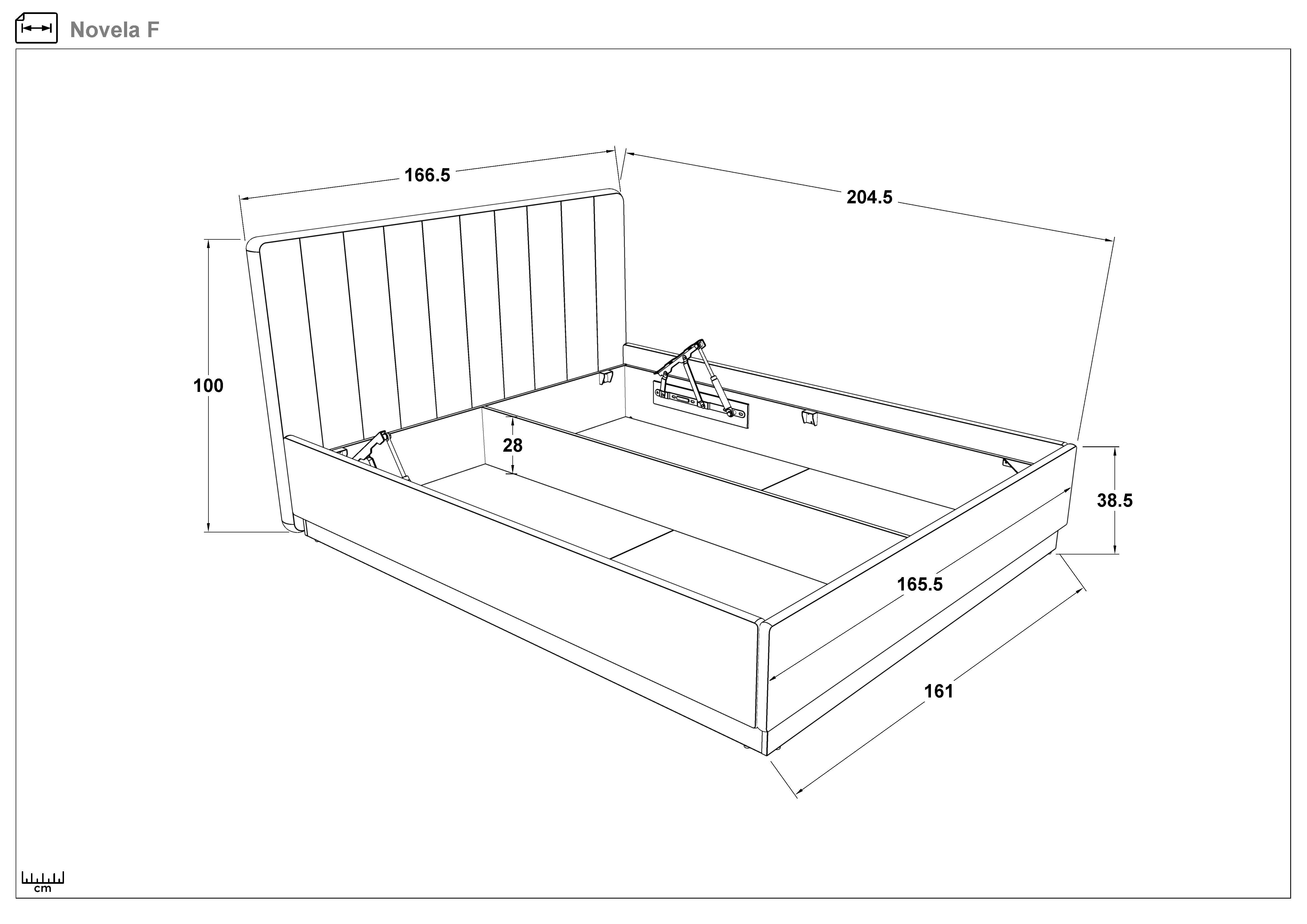 Upholstered double bed for mattress 160/200 Novela, Anthracite oak + light grey  2