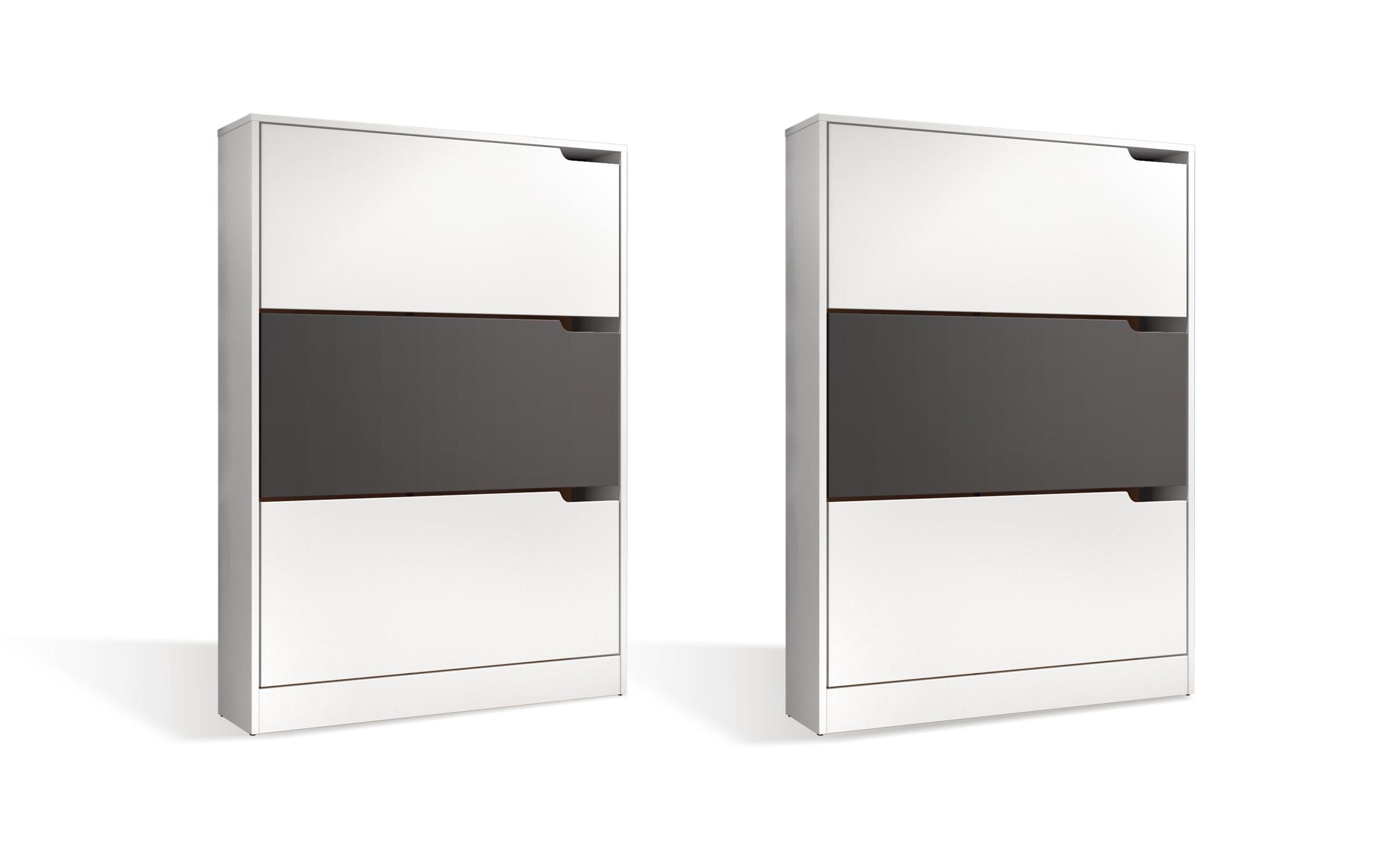 Set of 2 shoe cabinets Olien, white + anthracite  1