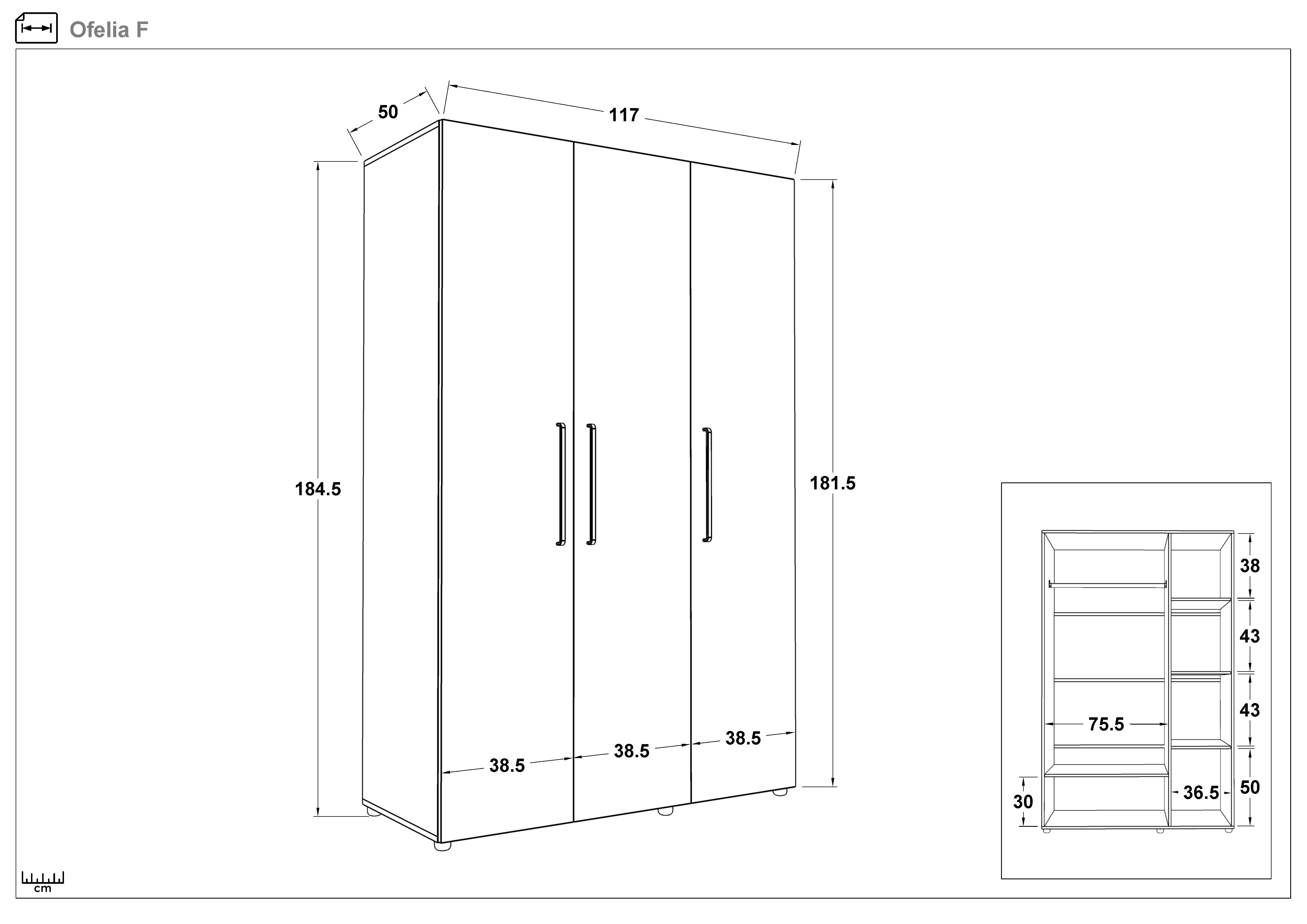 Three-winged wardrobe Ophelia, white  2