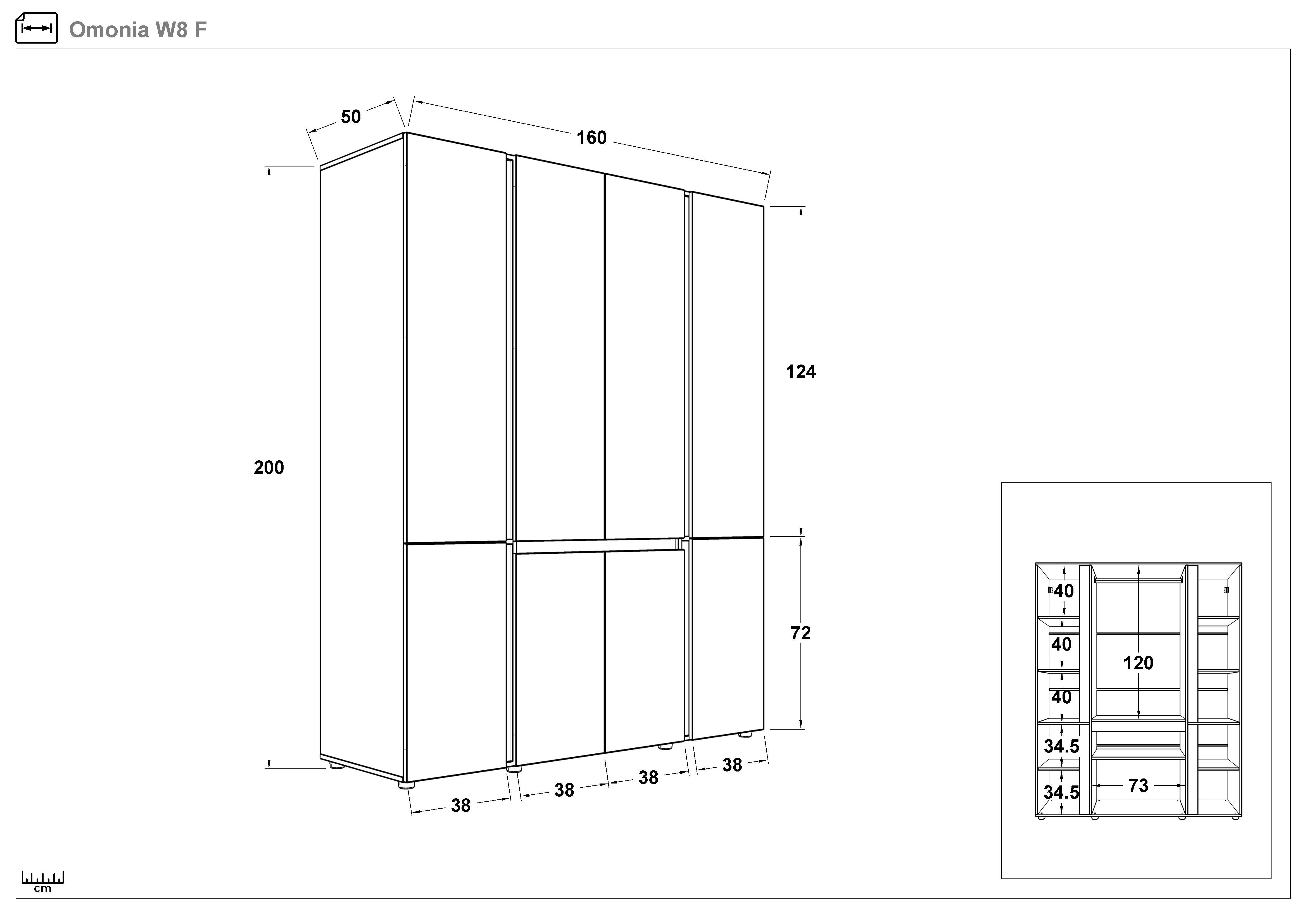 Four-winged wardrobe Omonia, white + Sonoma oak  2