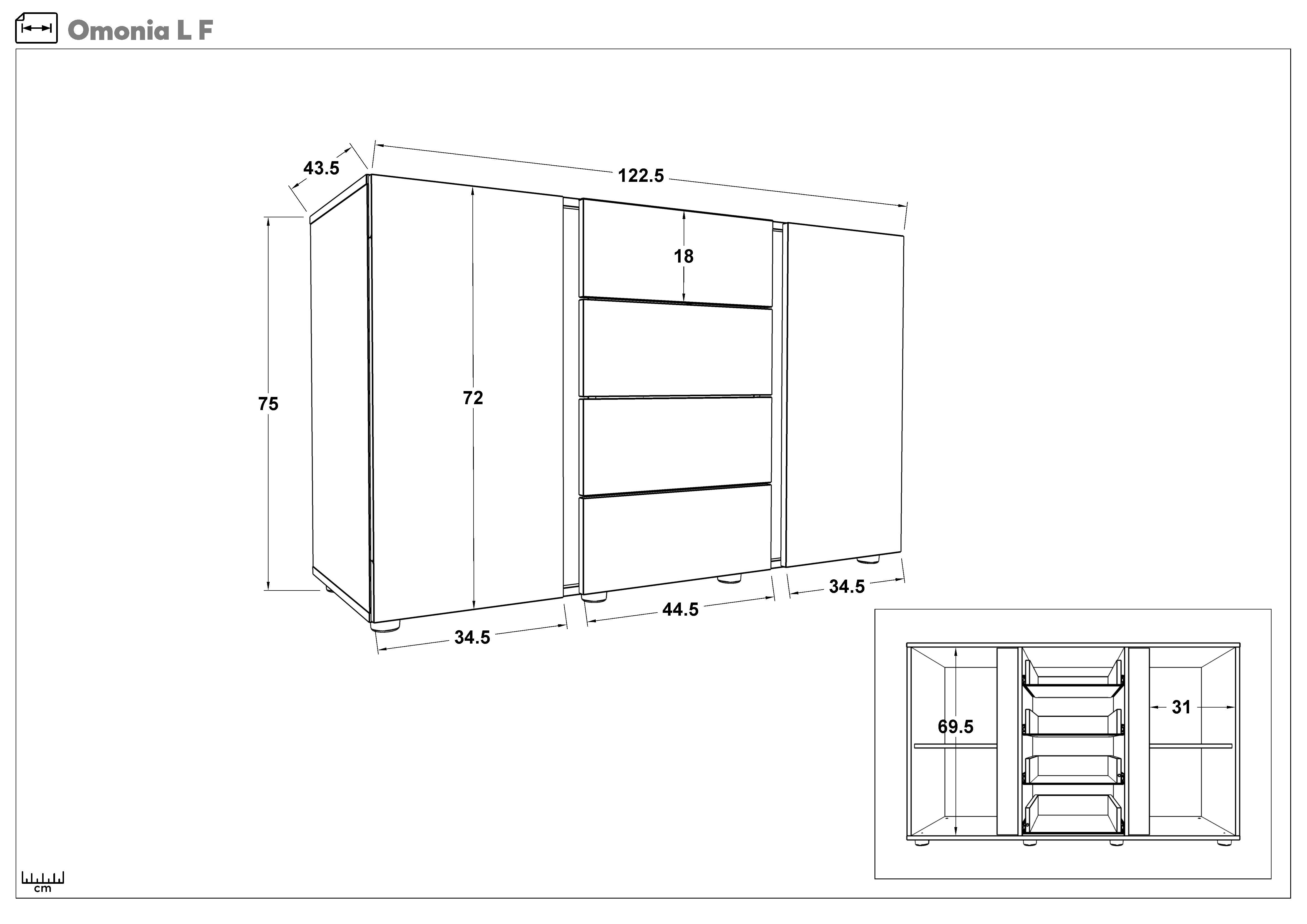 Dresser Omonia L, white + Sonoma oak  2