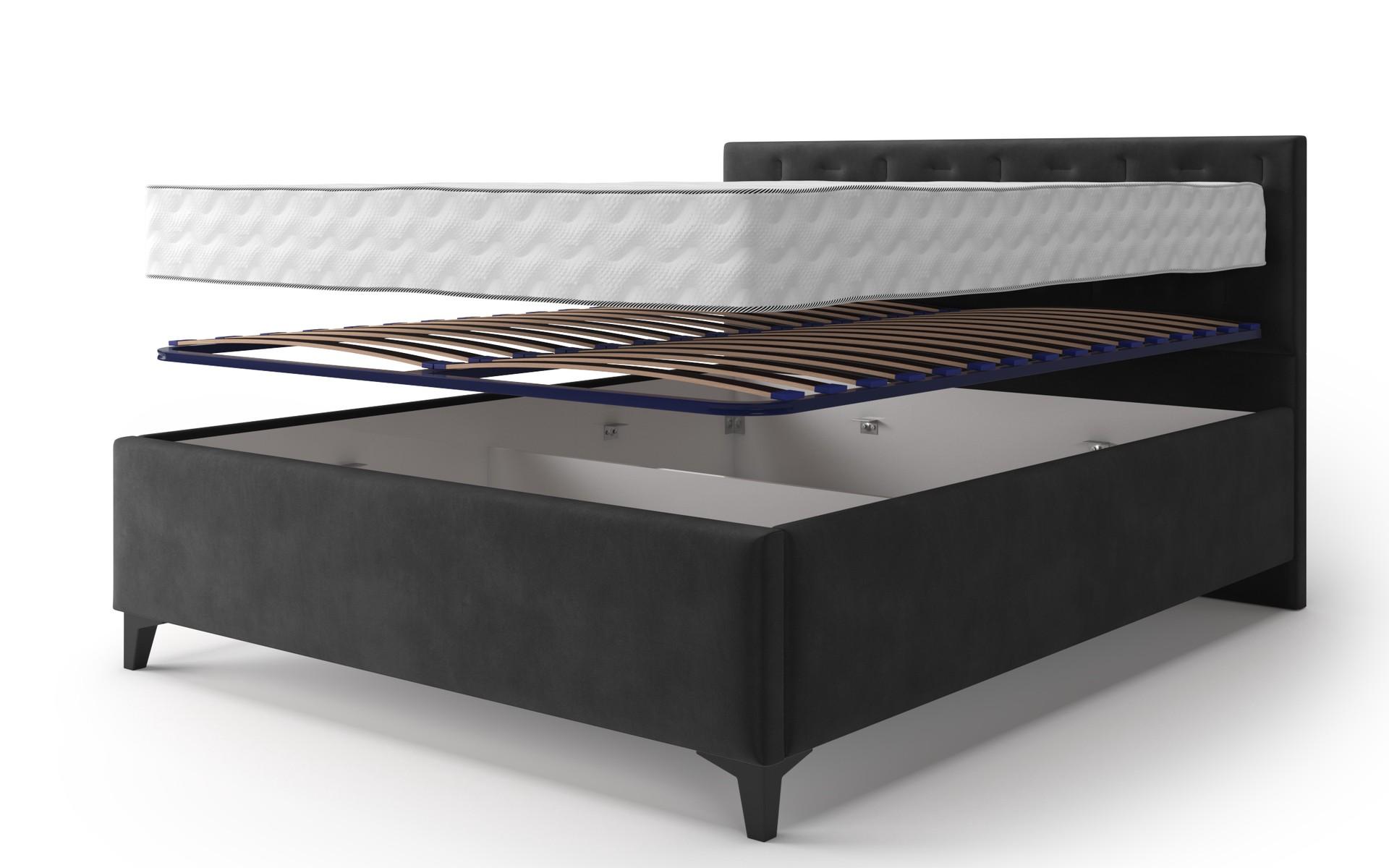 Upholstered double bed for mattress 160/200 Daliya, dark grey  9