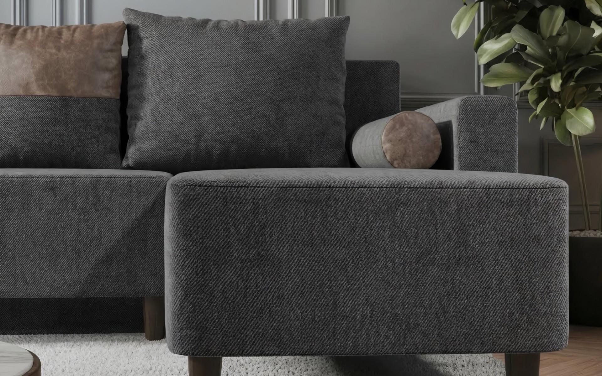 Extendable corner sofa Orion, grey + brown  4