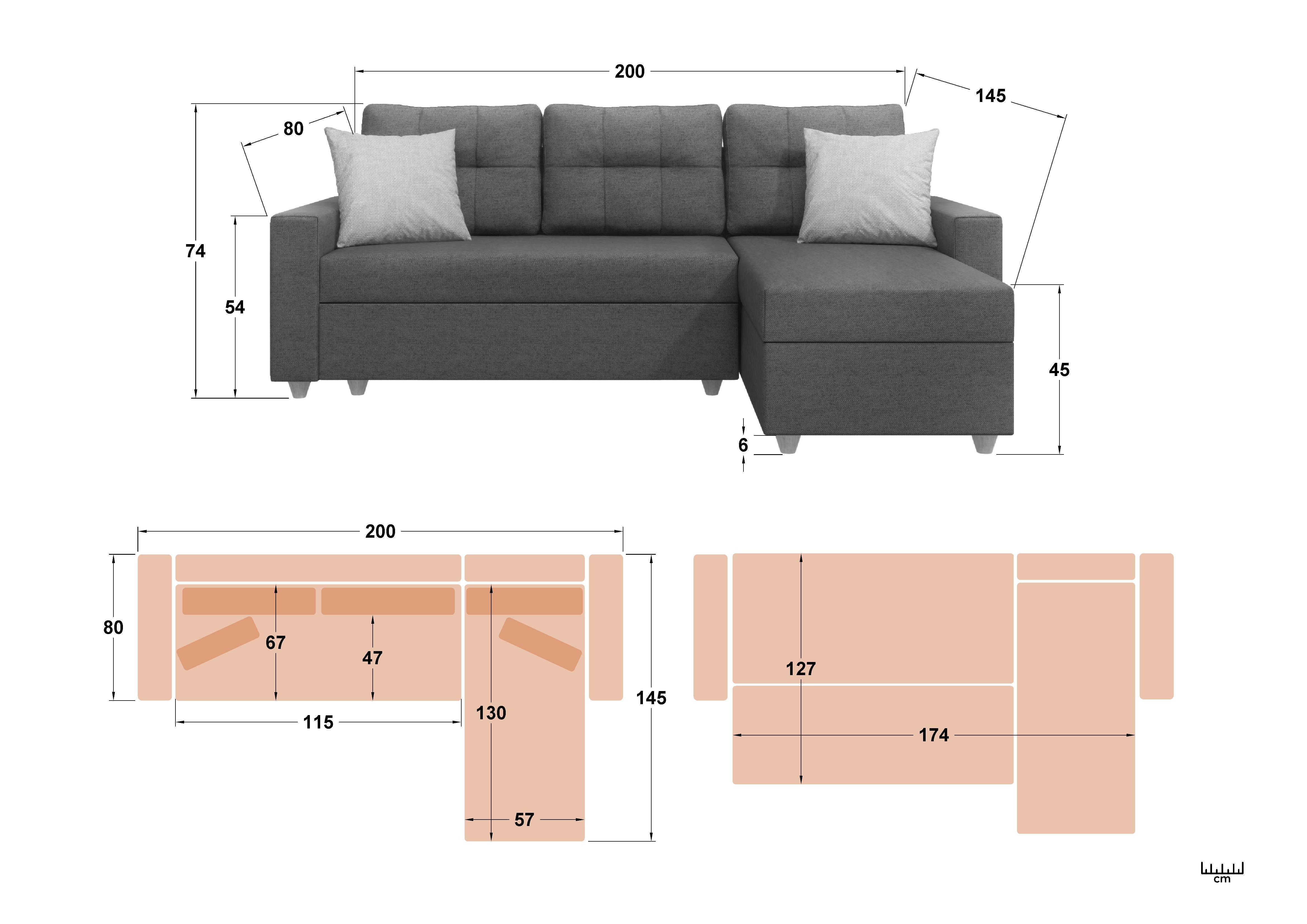 Extendable corner sofa Oslo, dark green + beige  2