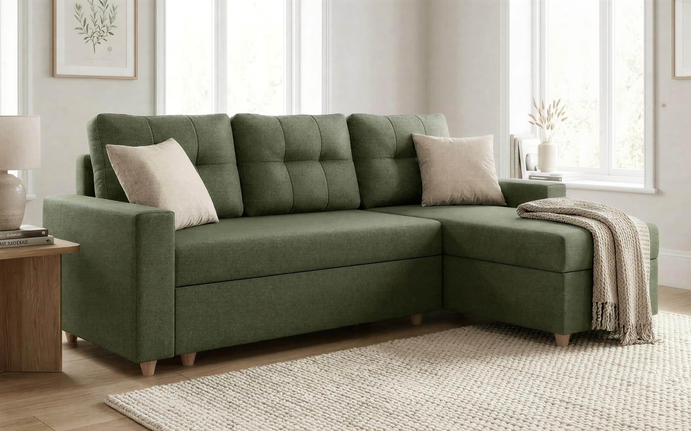 Extendable corner sofa Oslo, dark green + beige  3
