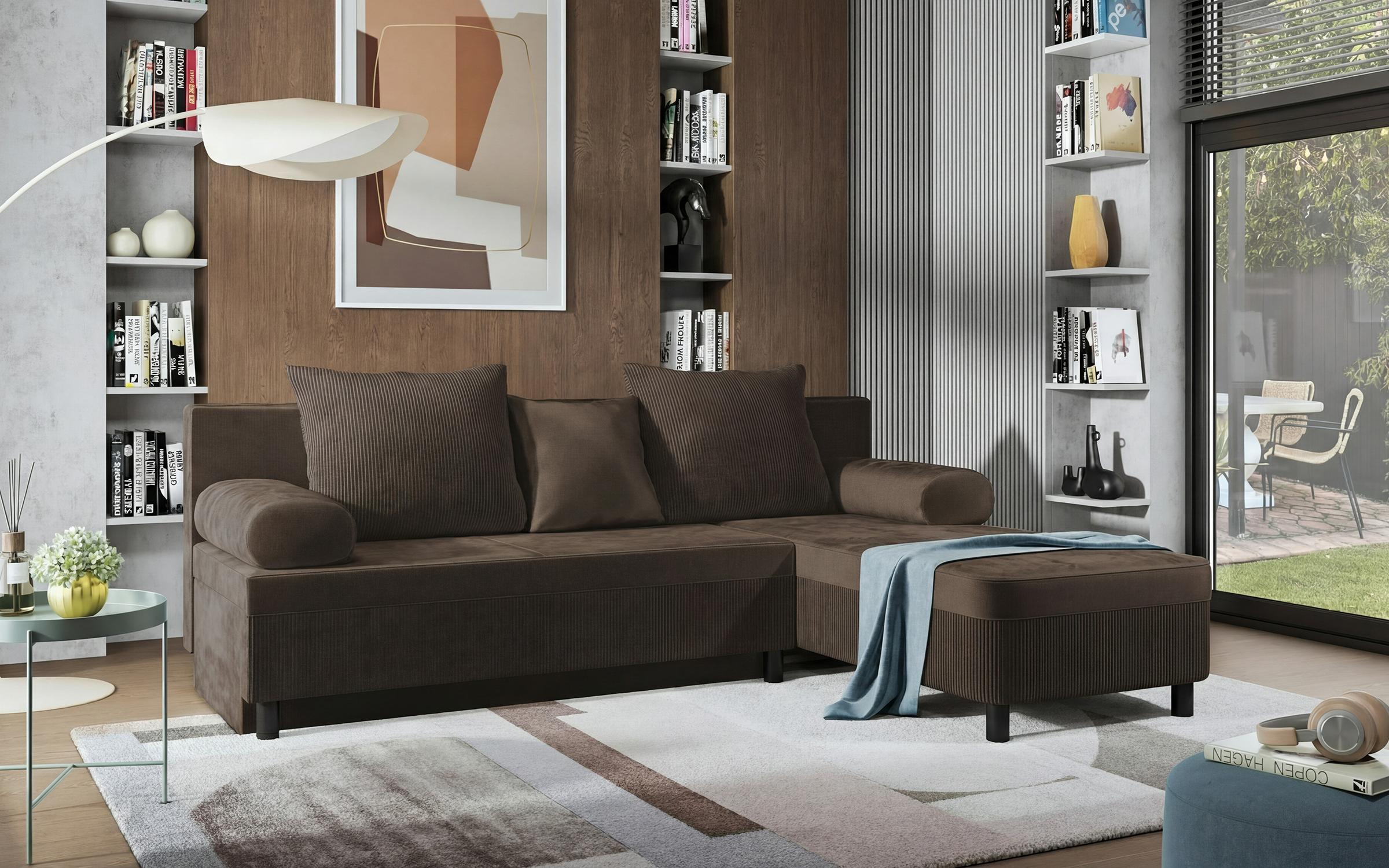Extendable corner sofa Delano, dark brown  3