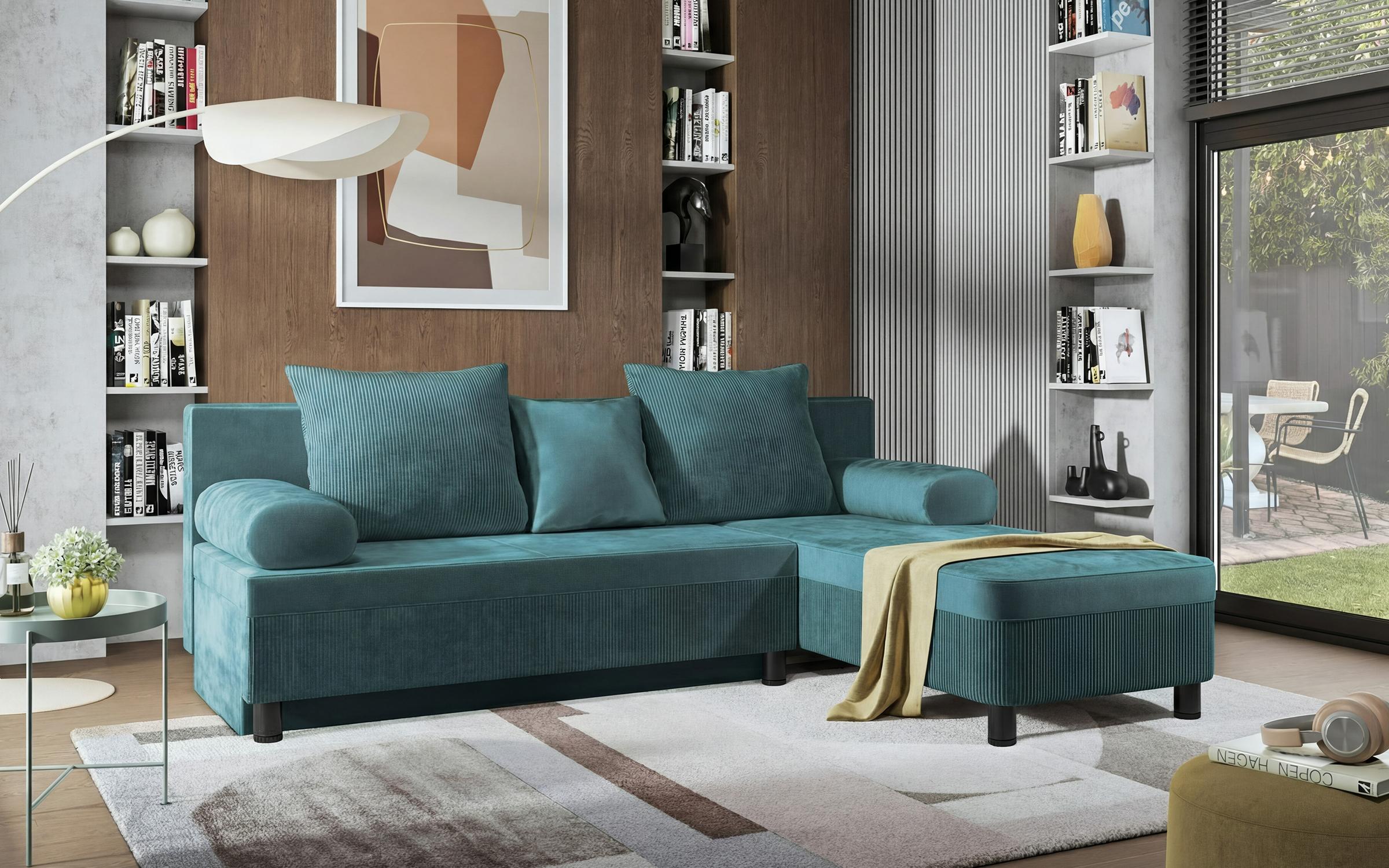 Extendable corner sofa Delano, turquoise  3