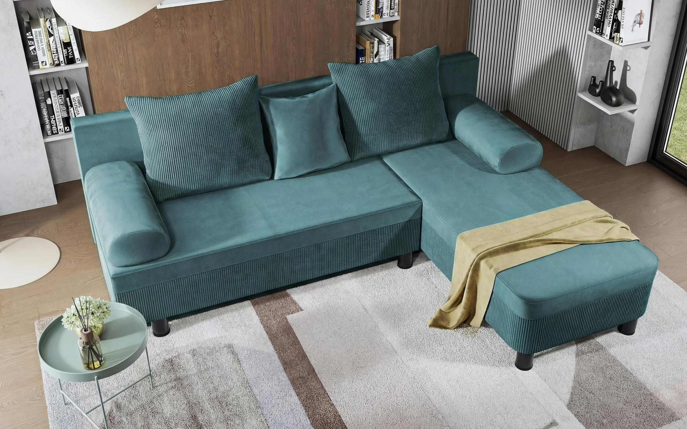 Extendable corner sofa Delano, turquoise  5