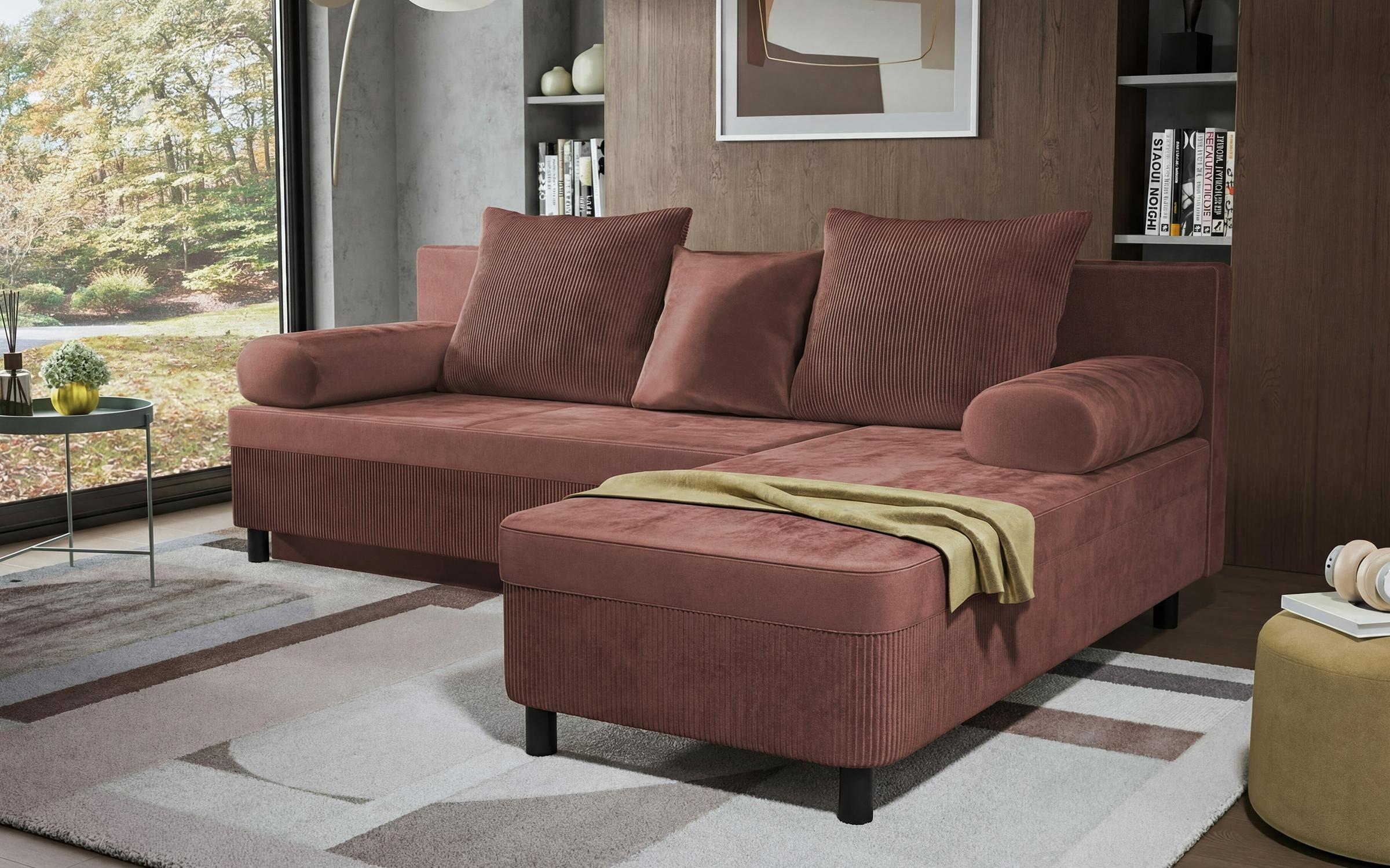 Extendable corner sofa Delano, pink  4