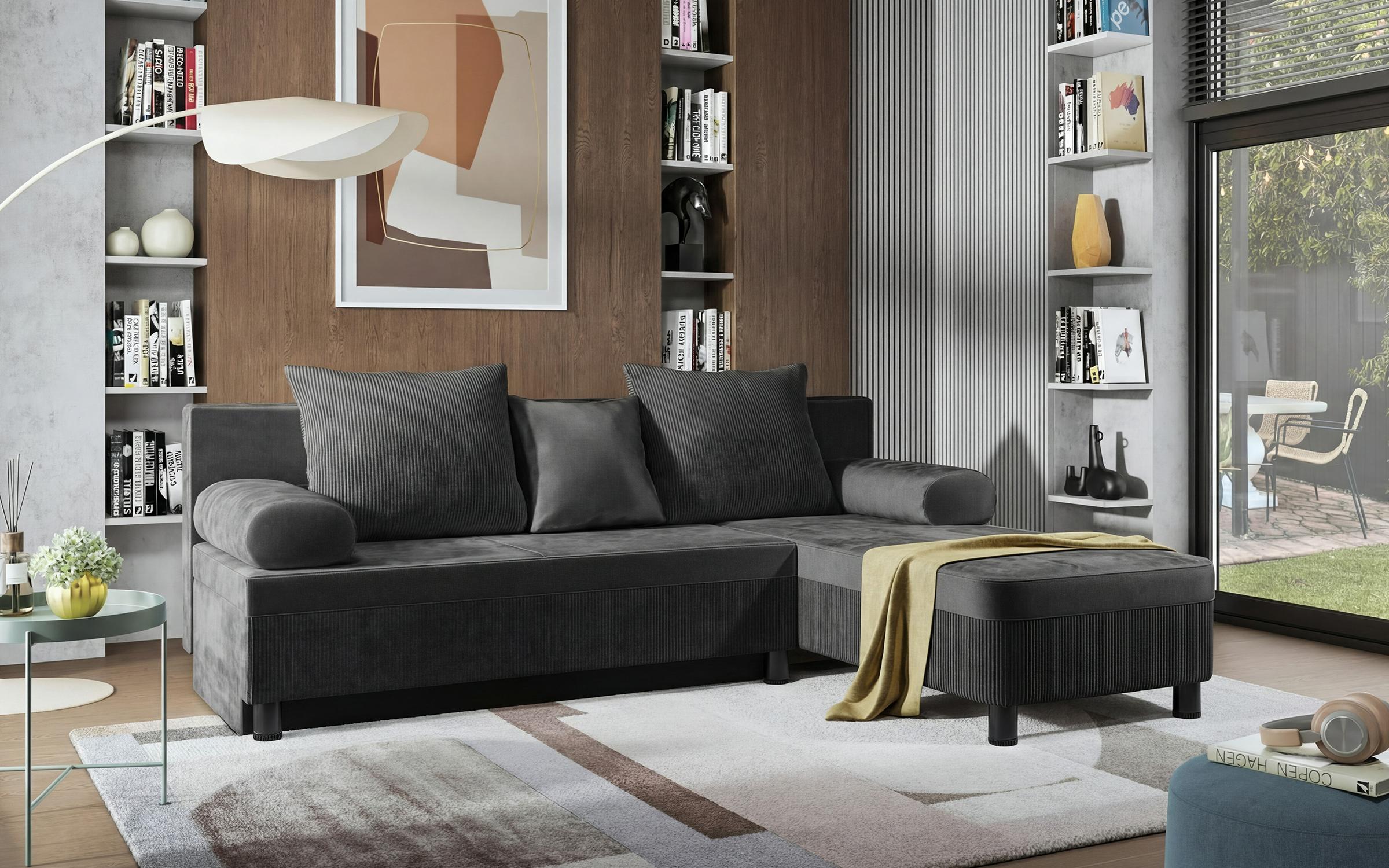 Extendable corner sofa Delano, dark grey  3