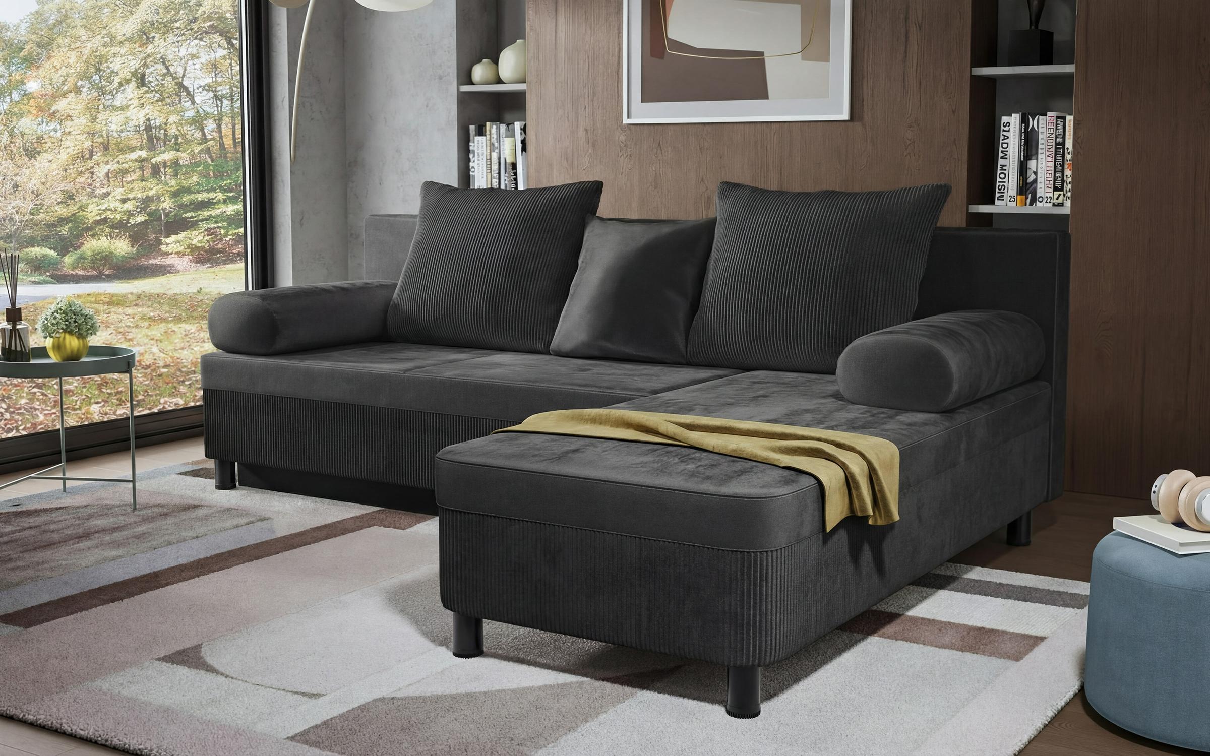 Extendable corner sofa Delano, dark grey  4