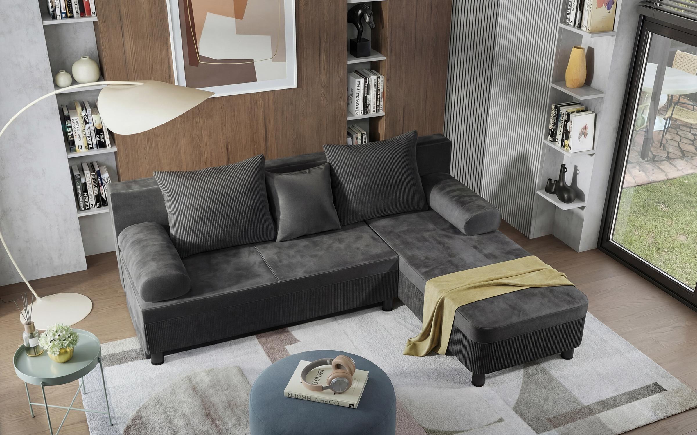 Extendable corner sofa Delano, dark grey  5