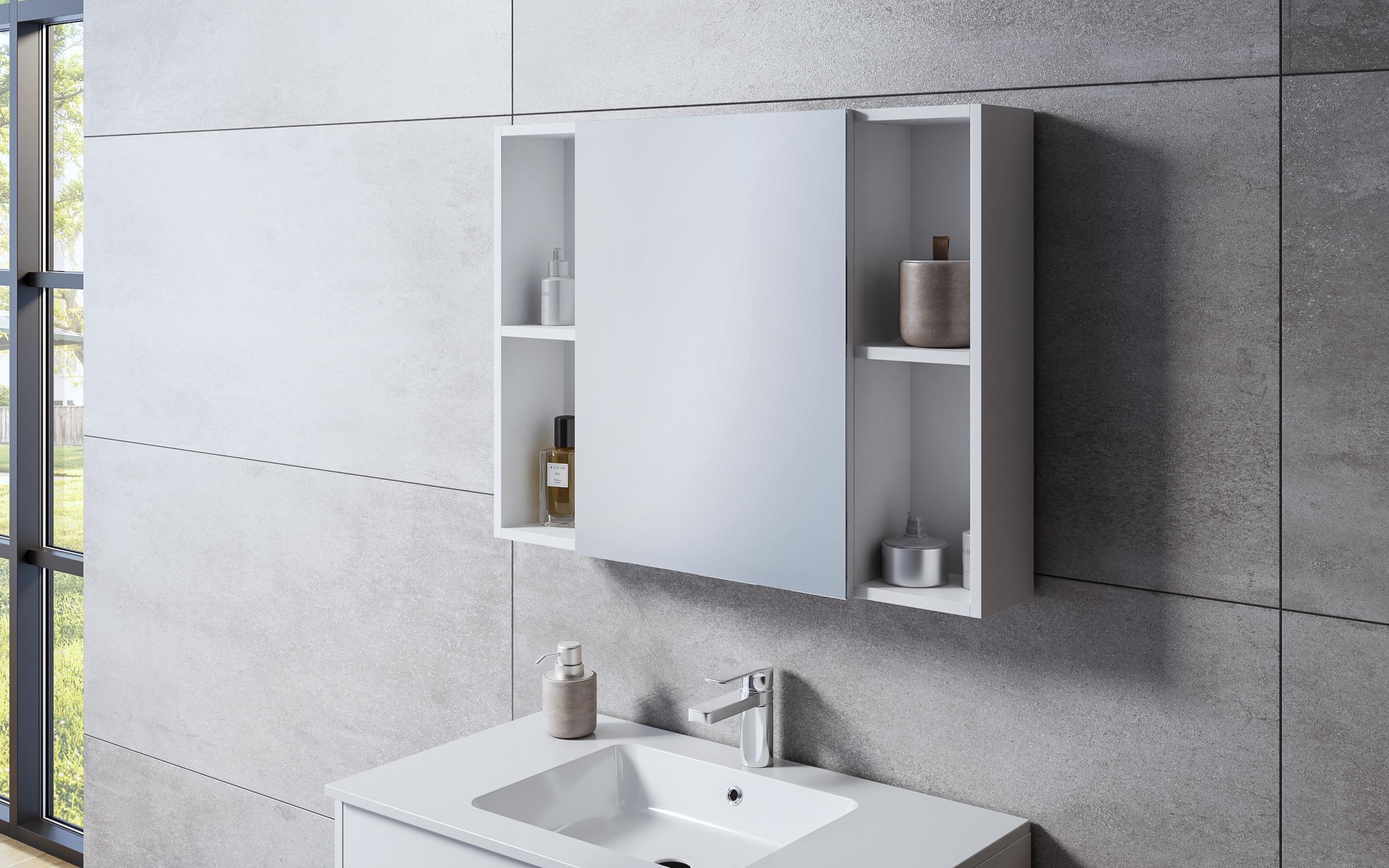 PVC mirror bathroom cabinet ICMC 6014-80, white  1