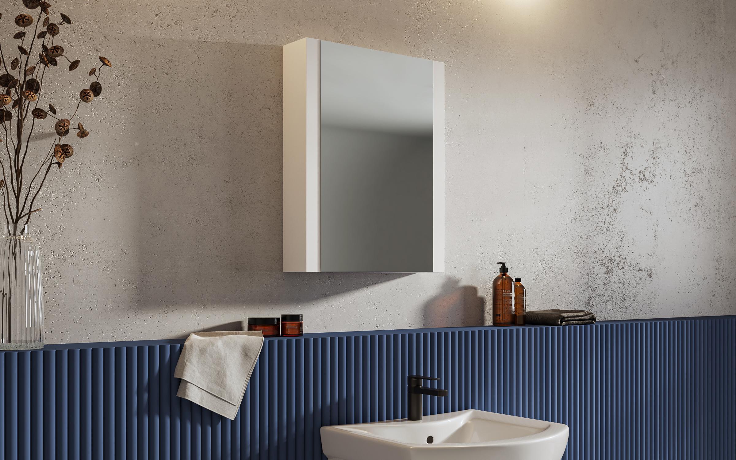 PVC mirror bathroom cabinet ICMC 1070/55, white  1