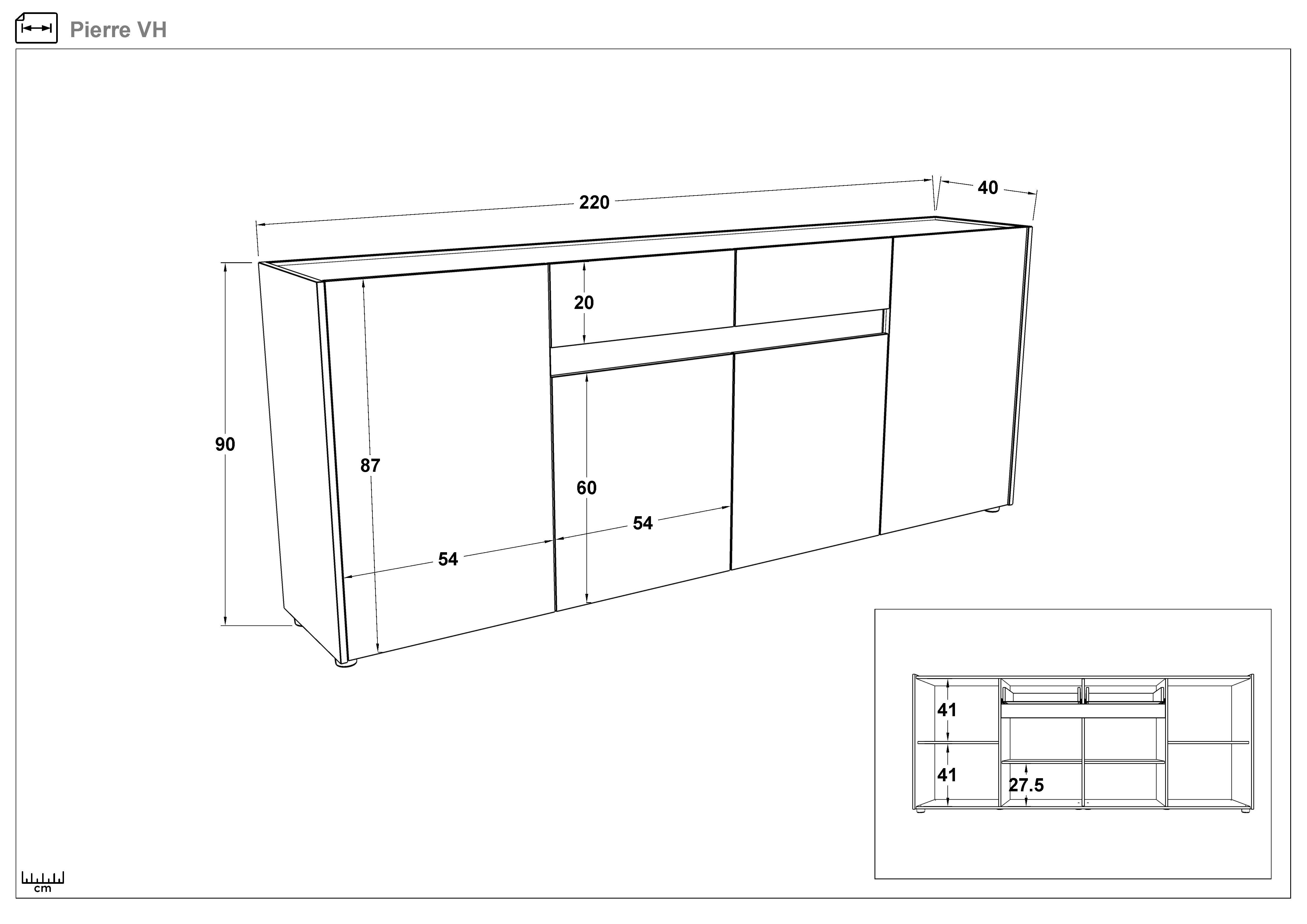 MDF Dresser Pierre, sand matt + graphite  2