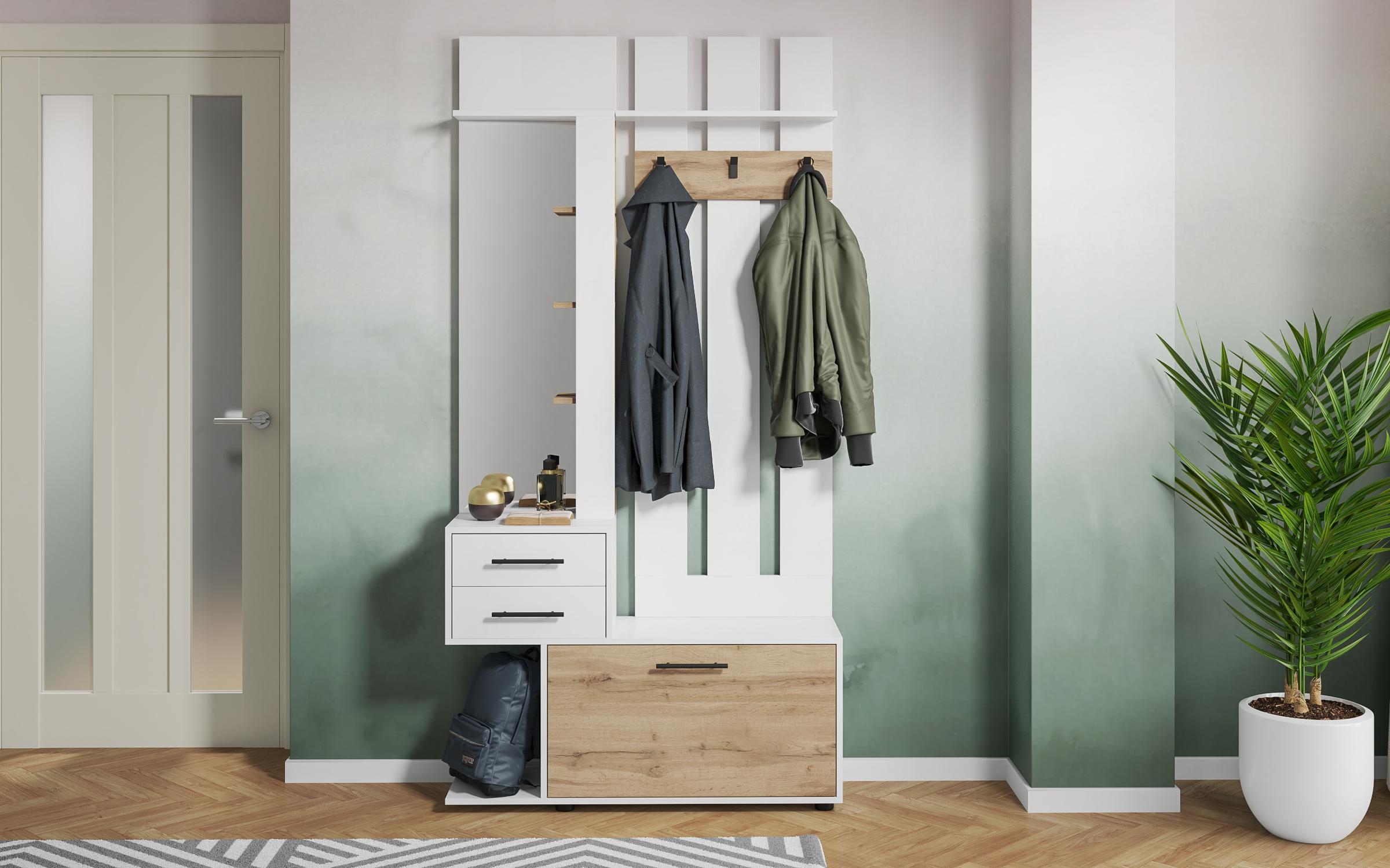 Hall Tree Remona, white + Wotan oak  2