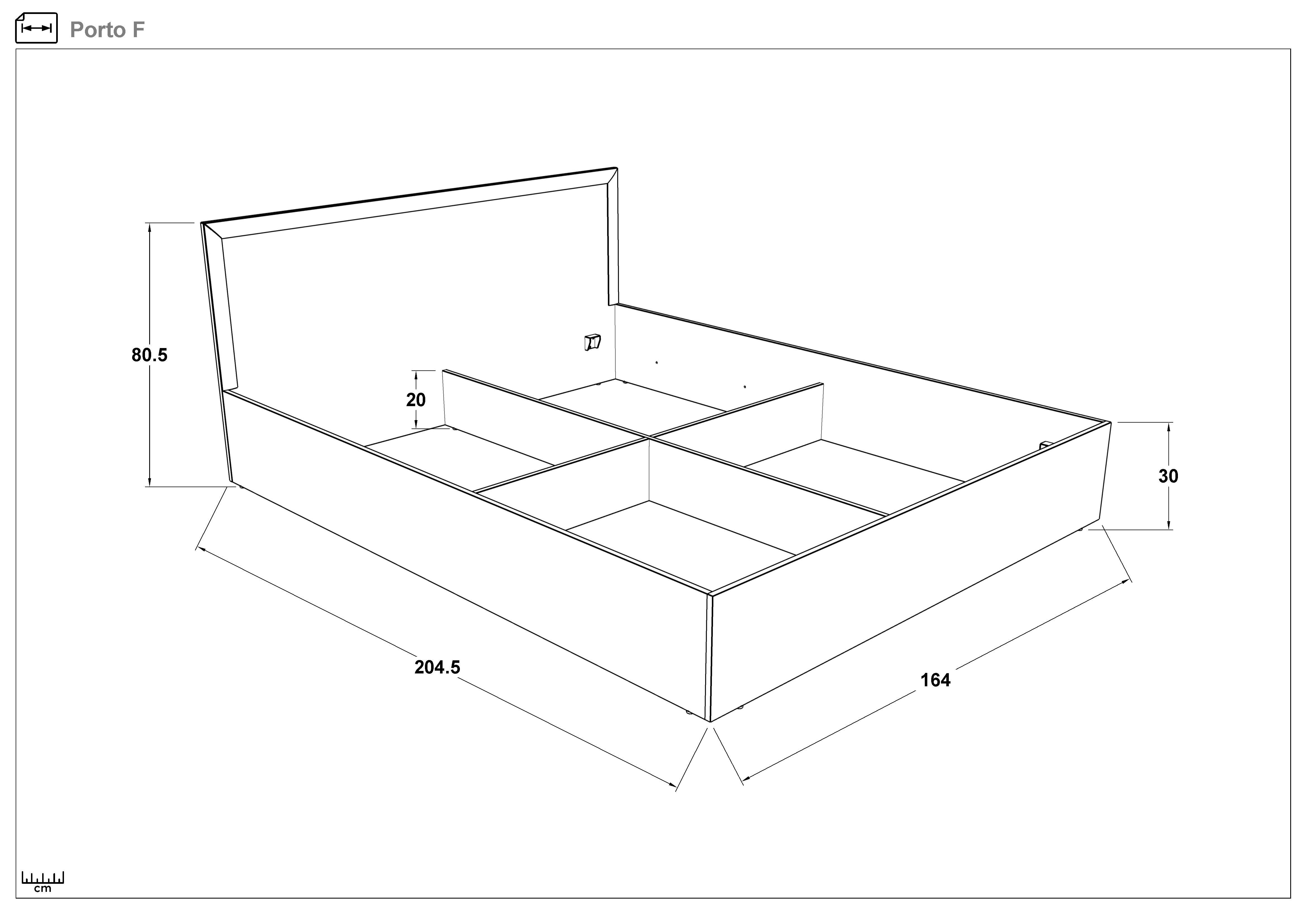 Double bed for mattress 160/200 Porto, Sonoma oak + Wenge  2