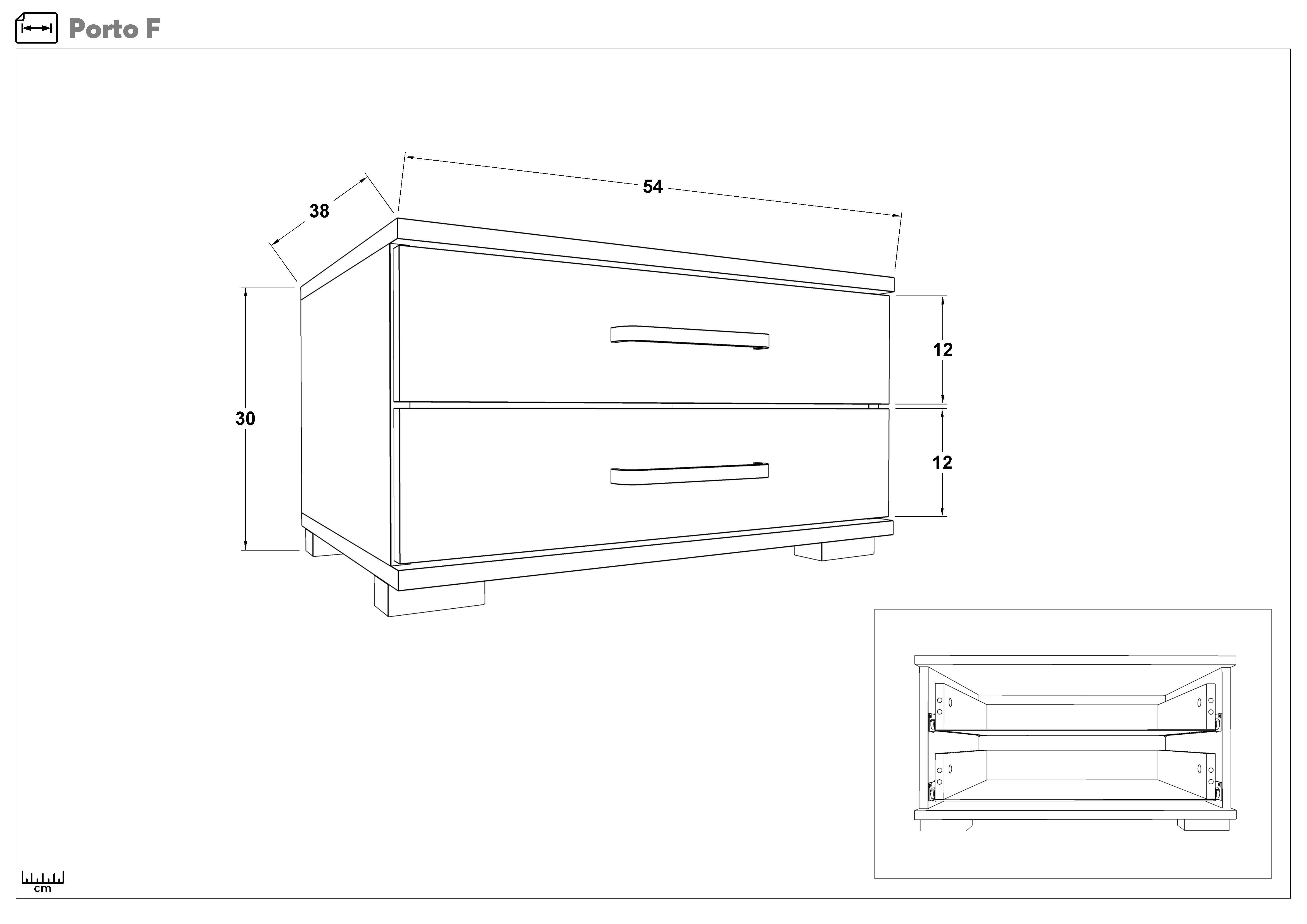 Nightstand Porto, white + anthracite matt  4