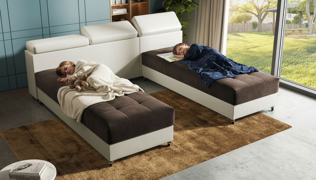 Living room corner Galance, brown + beige leather  3