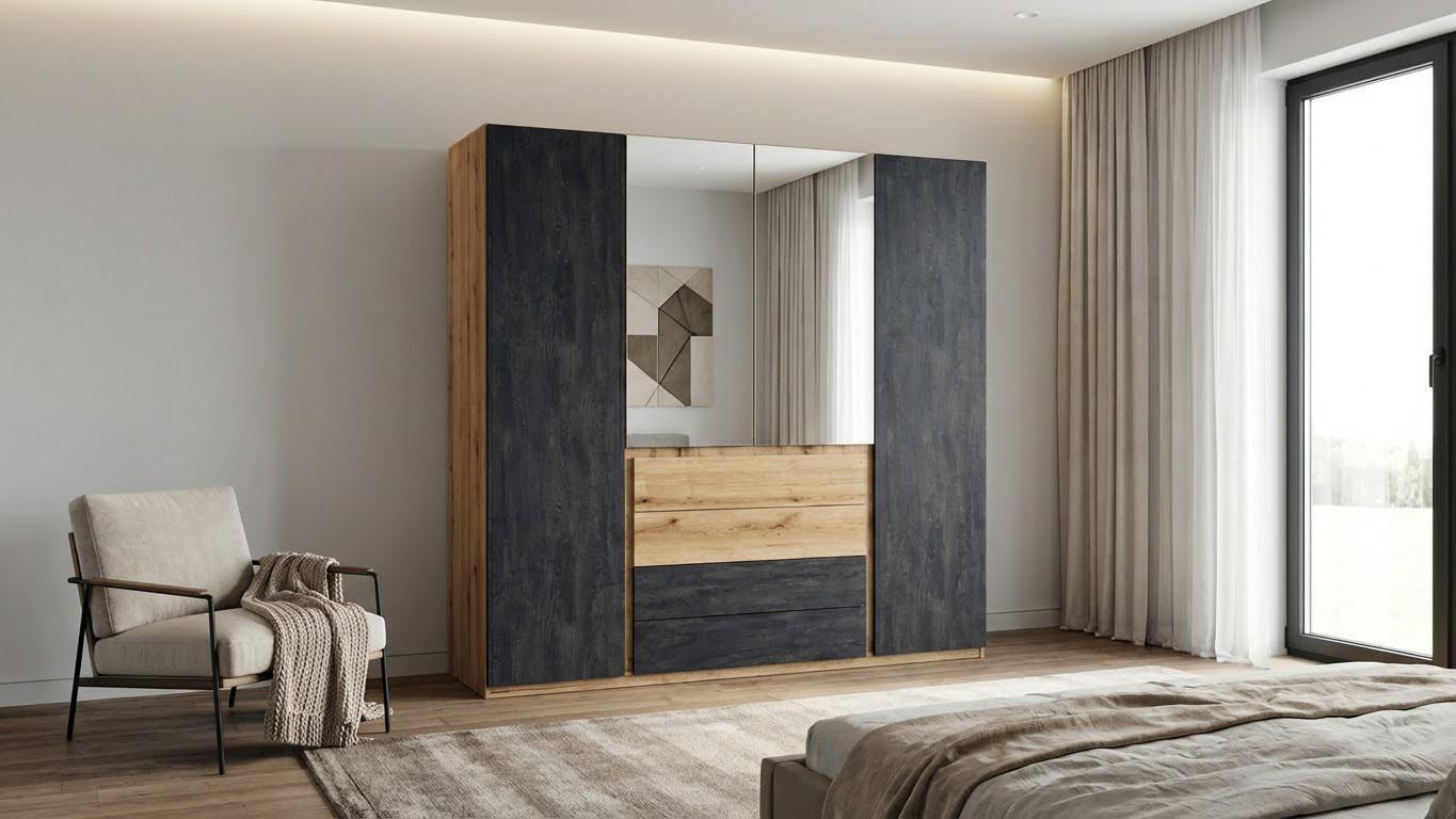Bedroom furniture set for mattress 160/200 Navara, Evoke oak + Magma  6