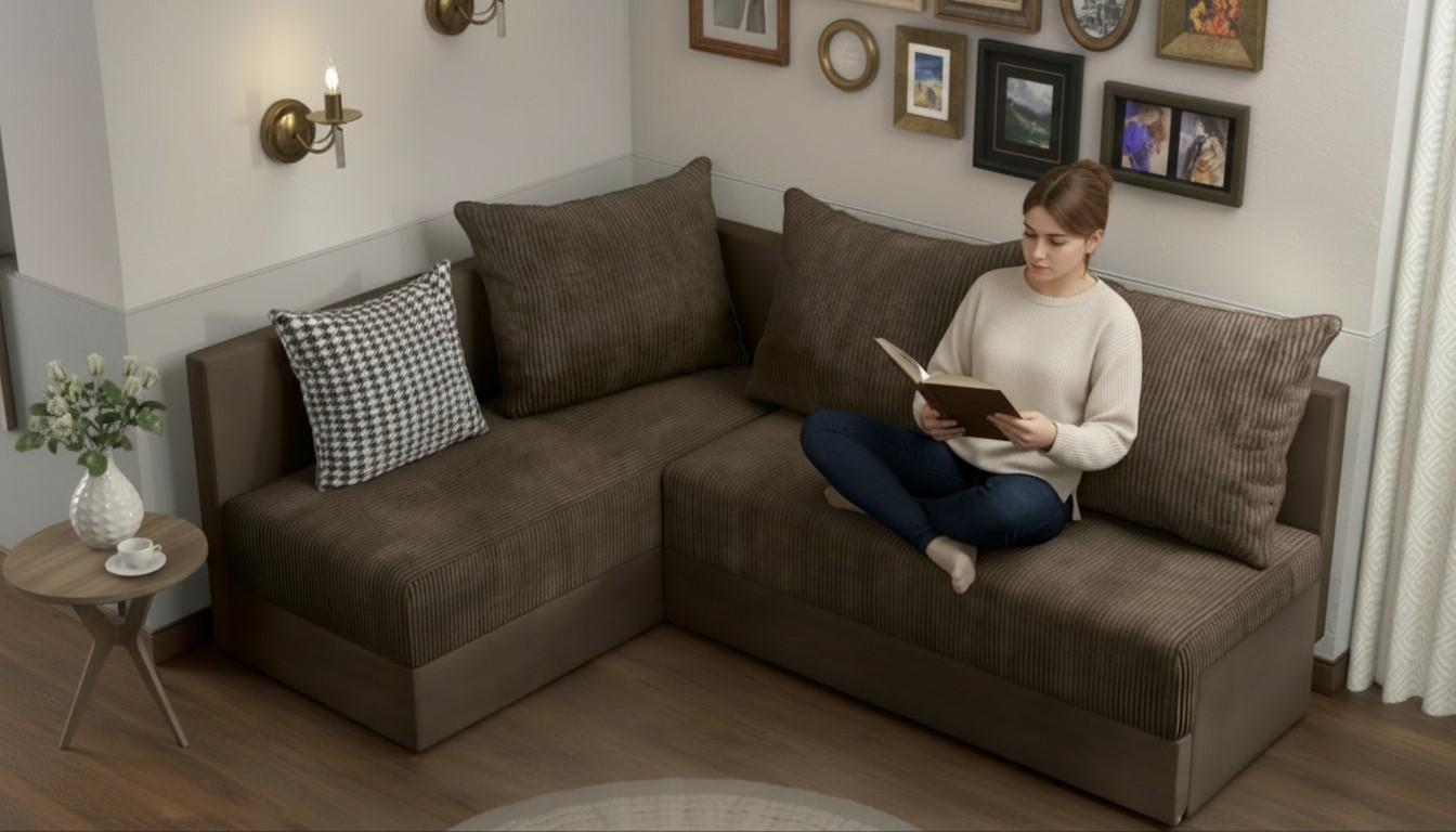 Extendable corner sofa Aramo, dark brown  4