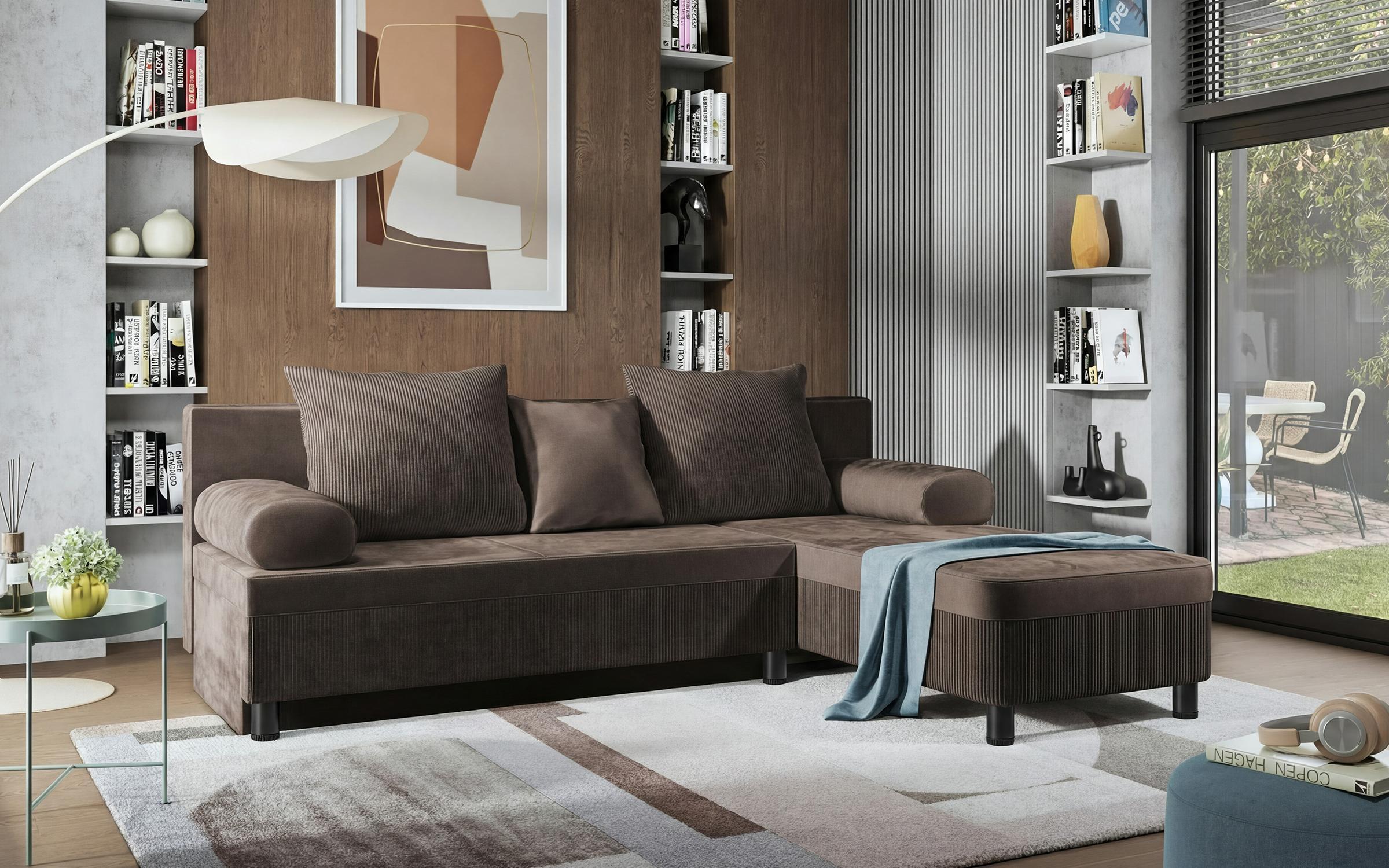 Extendable corner sofa Delano, light brown  3