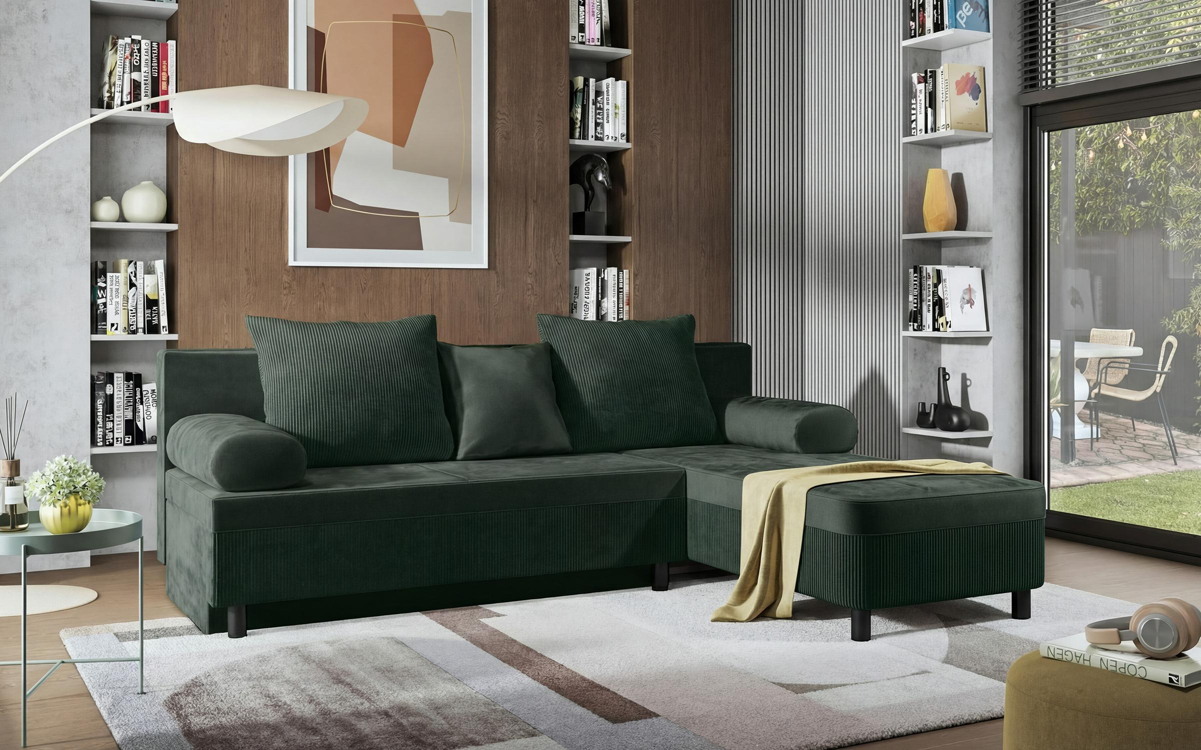 Extendable corner sofa Delano, green  3
