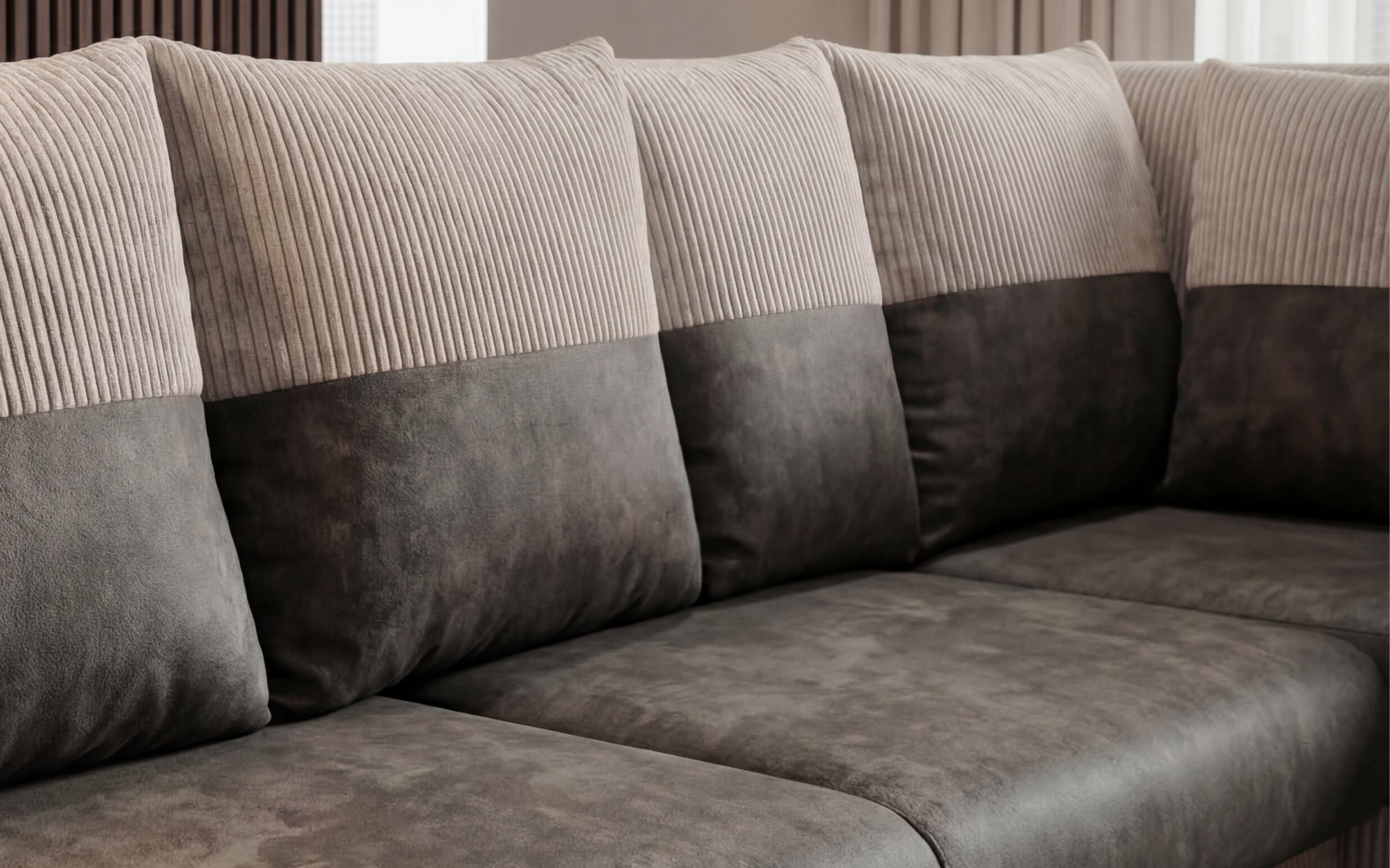 Extendable corner sofa + click-clack mechanism Sorento, dark grey + dark beige  8