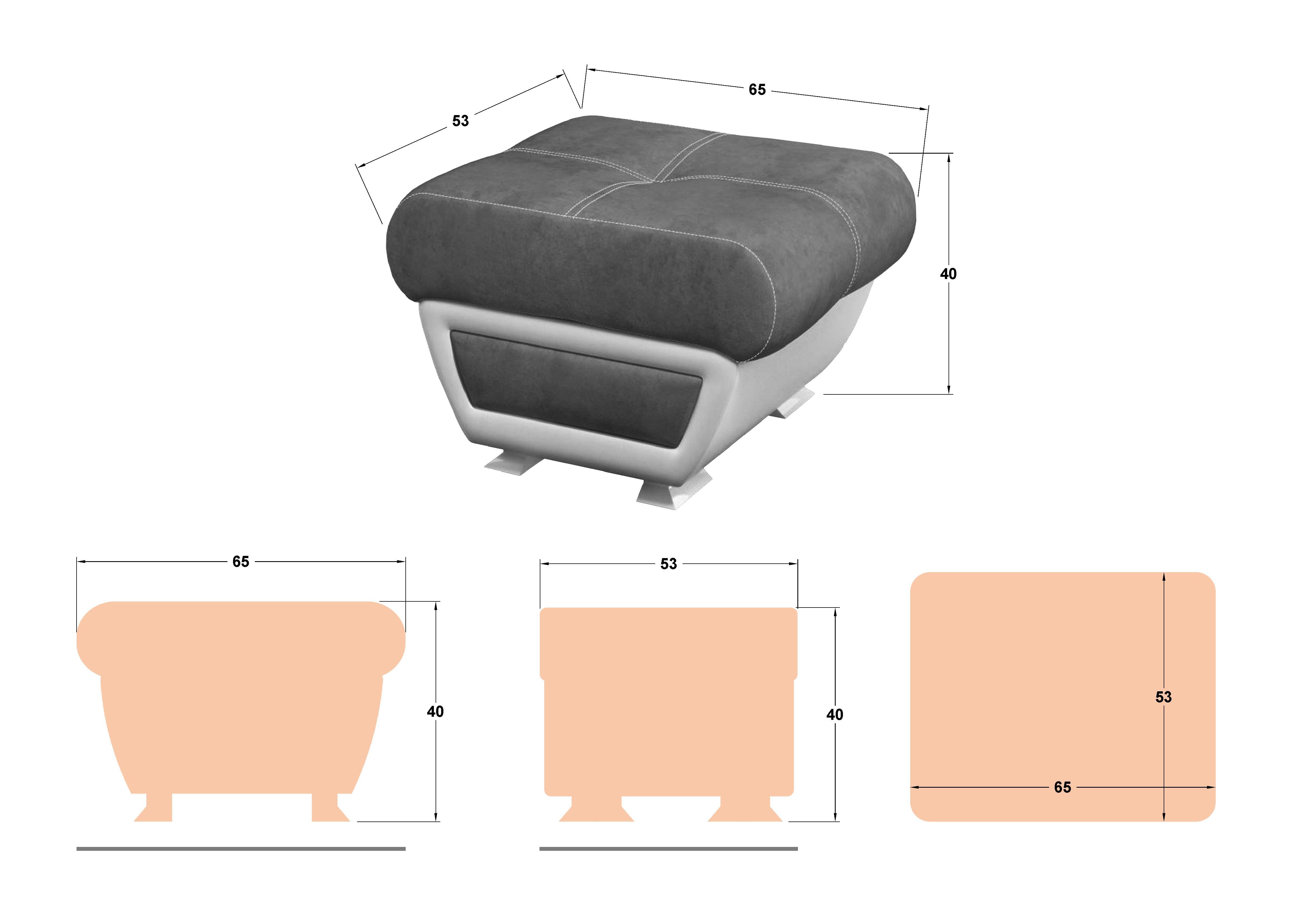 Ottoman Princess ΙΙ, grey + white leather  2