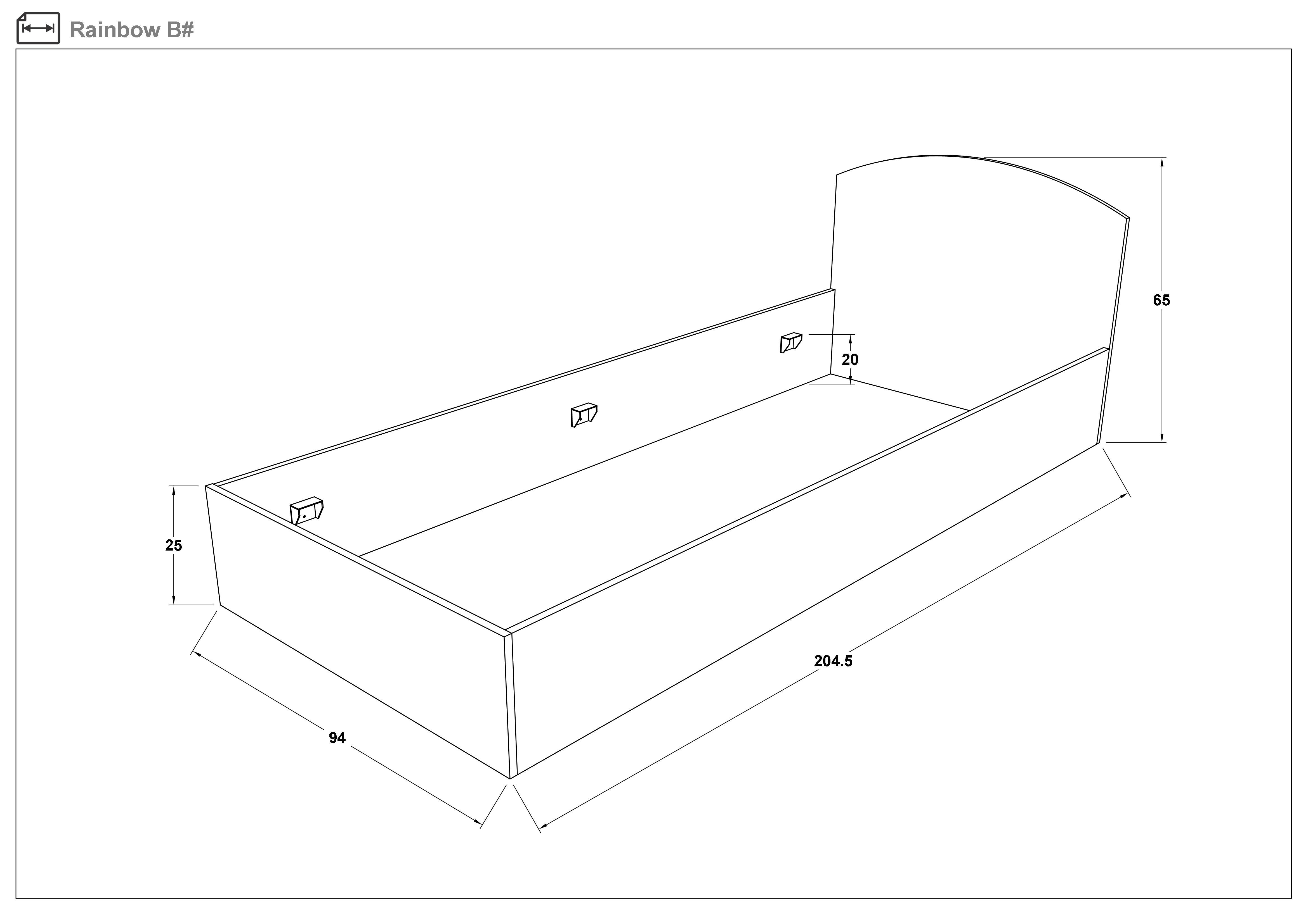 Bed for mattress 90/200 Rainbow II, Sonoma oak  2