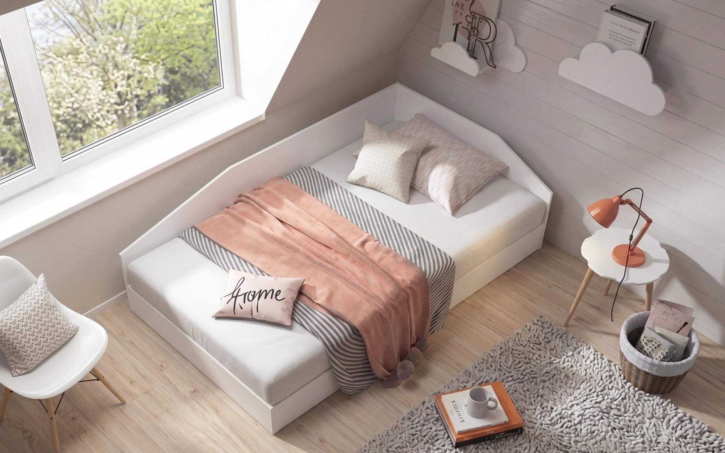 Bed with mechanism for mattress 120/190 Ralitsa, white matt  3