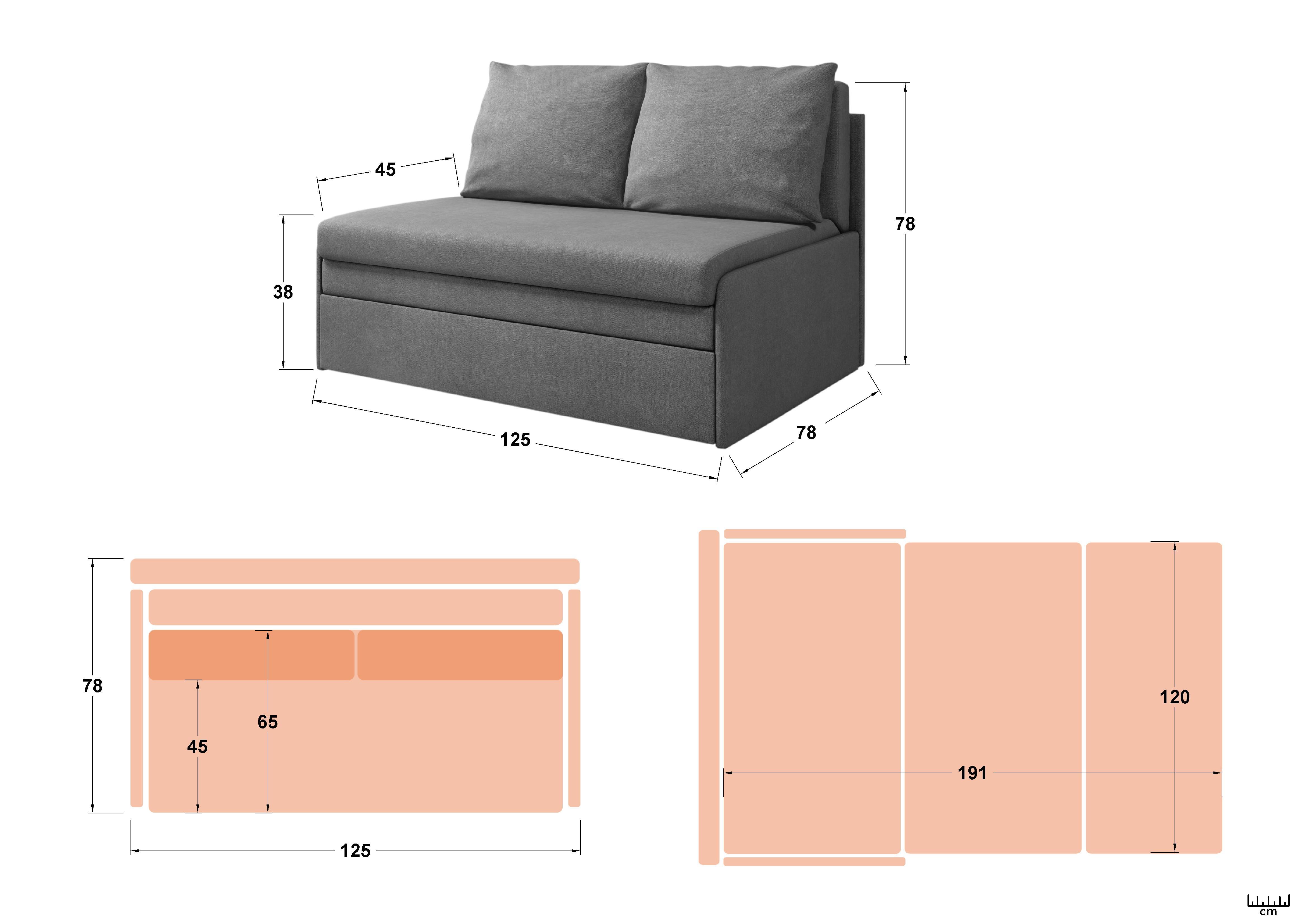 Extendable sofa Randy, turquoise  2
